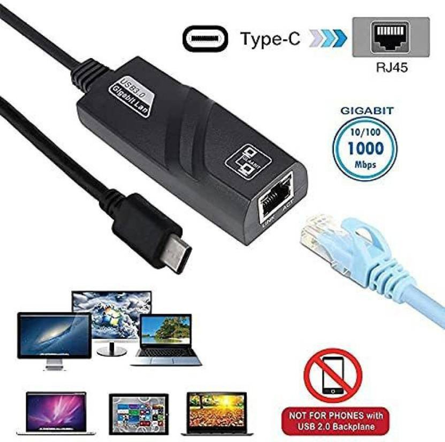 Image of RuhZa Ethernet Cable 0.5 m USB3.1 LAN 3