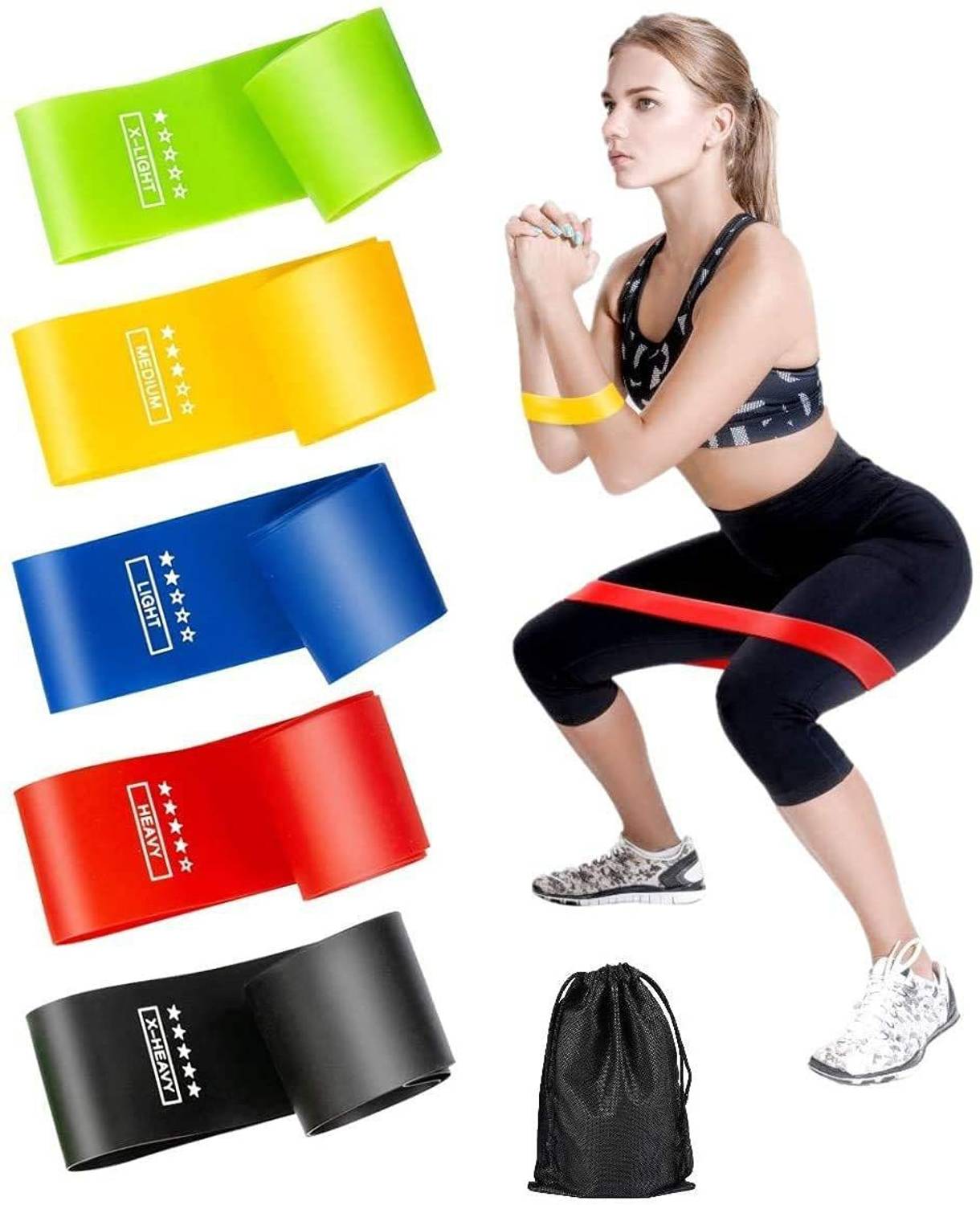 ALORNOR Resistance Loop/Exercise Bands for Home Fitness/Strength Training (Set of 5) Resistance Tube