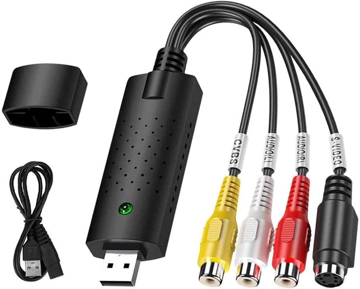 microware TV-out Cable USB Audio Video Converter, VHS to Digital Converter, Video Capture Card Digitize from Analog Video VCR VHS DVD, for Windows 7 8 10