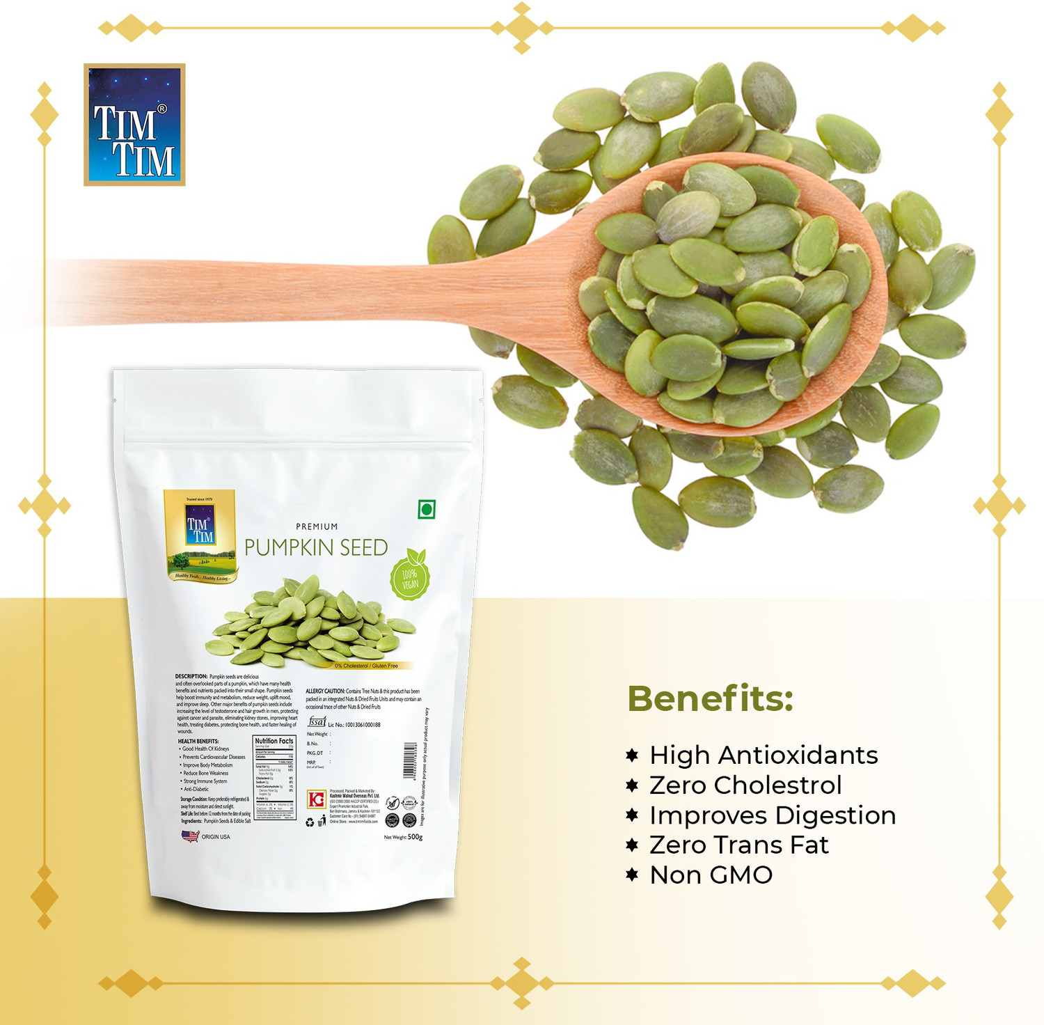 Image of Tim Tim Premium Pumpkin Seeds - High protein and Fibre Rich Superfood Pumpkin Seeds
