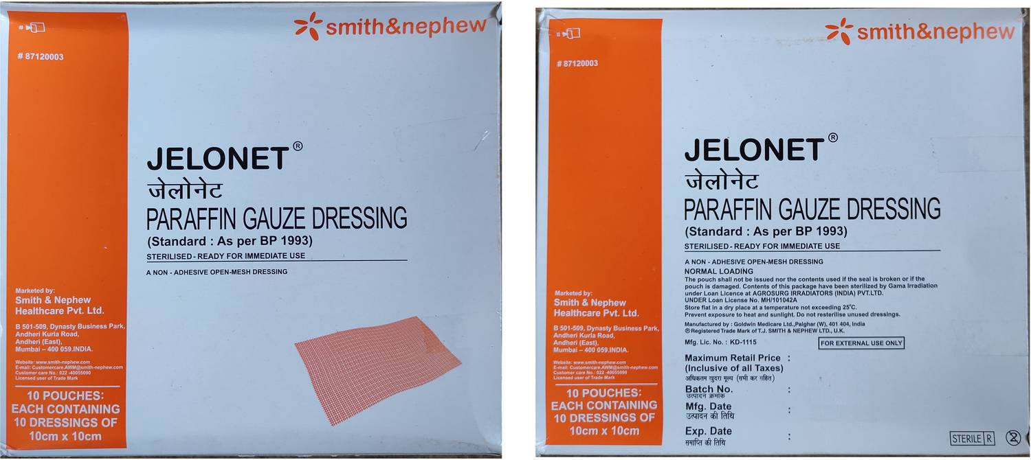 SMITH&NEPHEW JELONET PARAFFIN NON-ADHESIVE OPEN-MESH STERILE GAUZE DRESSING 10 CM X 10 CM (10 POUCHES CONTAINING 100 DRESSING) Gauze Medical Dressing Price in India - Buy SMITH&NEPHEW JELONET PARAFFIN NON-ADHESIVE OPEN-MESH STERILE SMITH&NEPHEW JELONET PARAFFIN NON-ADHESIVE OPEN-MESH STERILE GAUZE DRESSING 10 CM X 10 CM (10 POUCHES CONTAINING 100 DRESSING) Gauze Medical Dressing Price in India - Buy SMITH&NEPHEW JELONET PARAFFIN NON-ADHESIVE OPEN-MESH STERILE