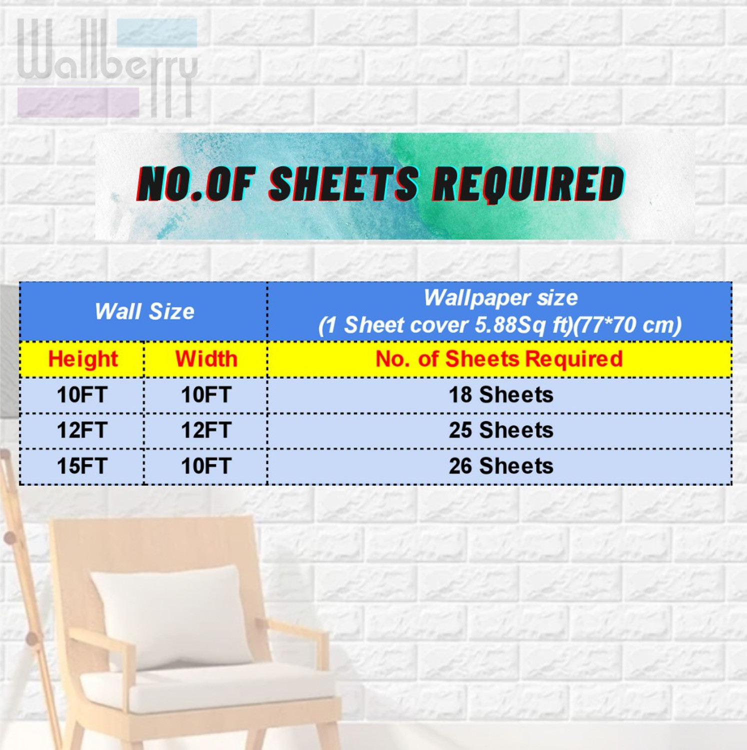 Image of Skywall 77 cm 3D BRICK WALL STICKER FOR WALL Self Adhesive Sticker