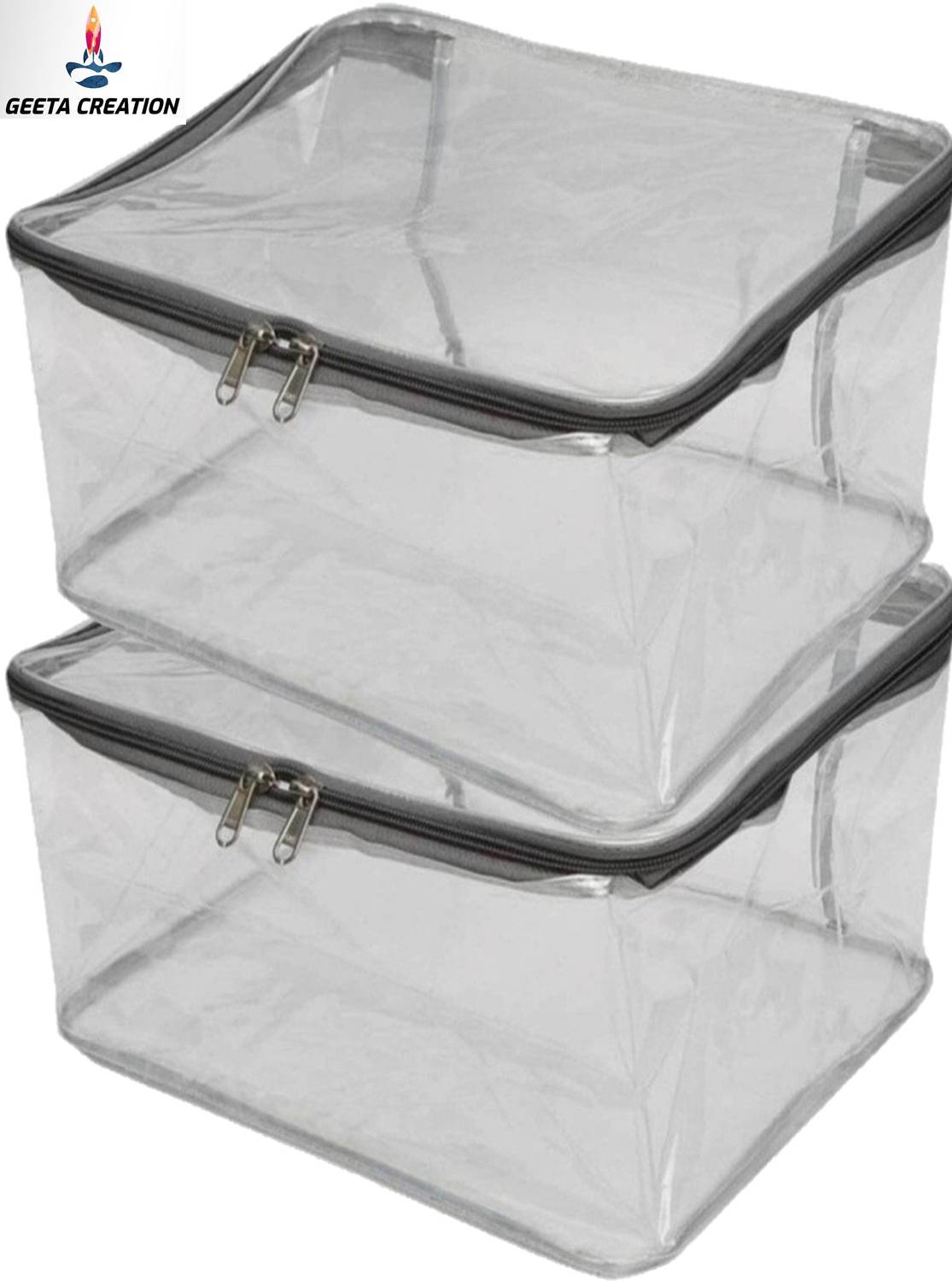 geetacreation Organizer Waterproof & Dust Proof Saree Bag Transparent storage Organizer (Pack of 2) Luggage Cover