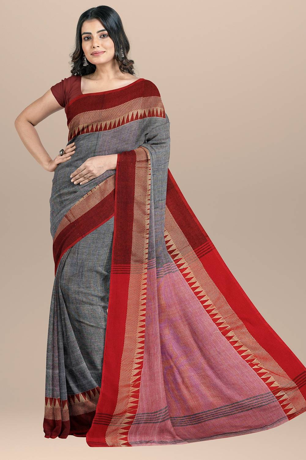 SLAGHA Self Design Handloom Cotton Blend Saree