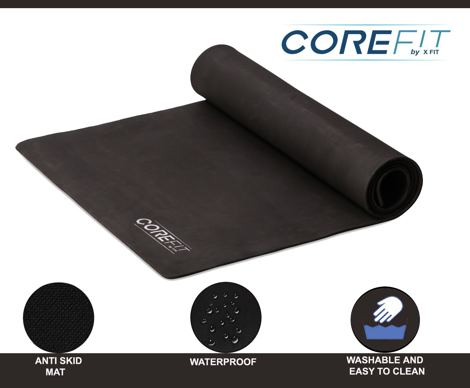 Image of CORE FIT Roll Easy Pro 24 X 72-BK Black 10 mm Yoga Mat