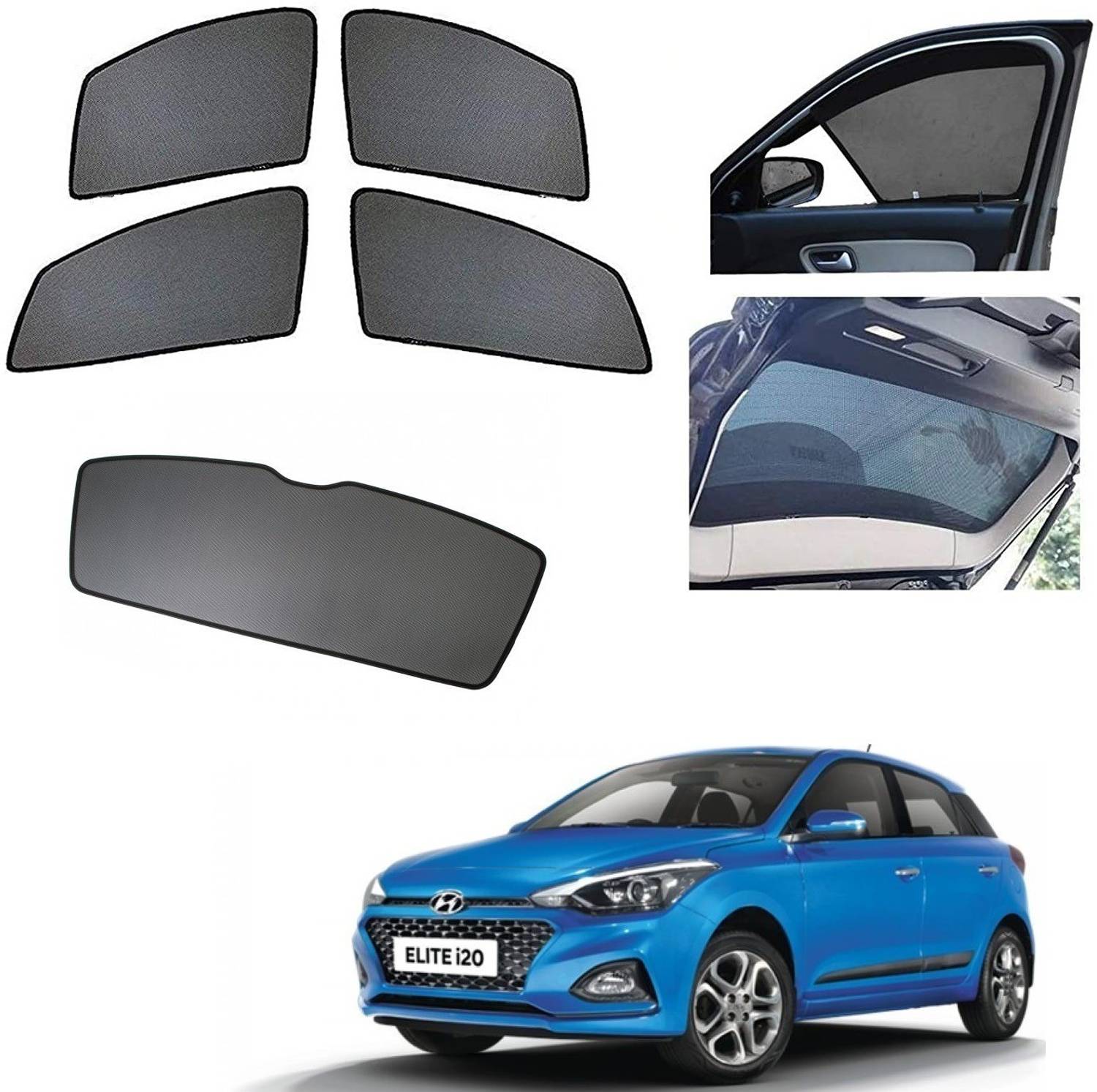 AuTO ADDiCT Side Window, Rear Window Sun Shade For Hyundai Elite i20