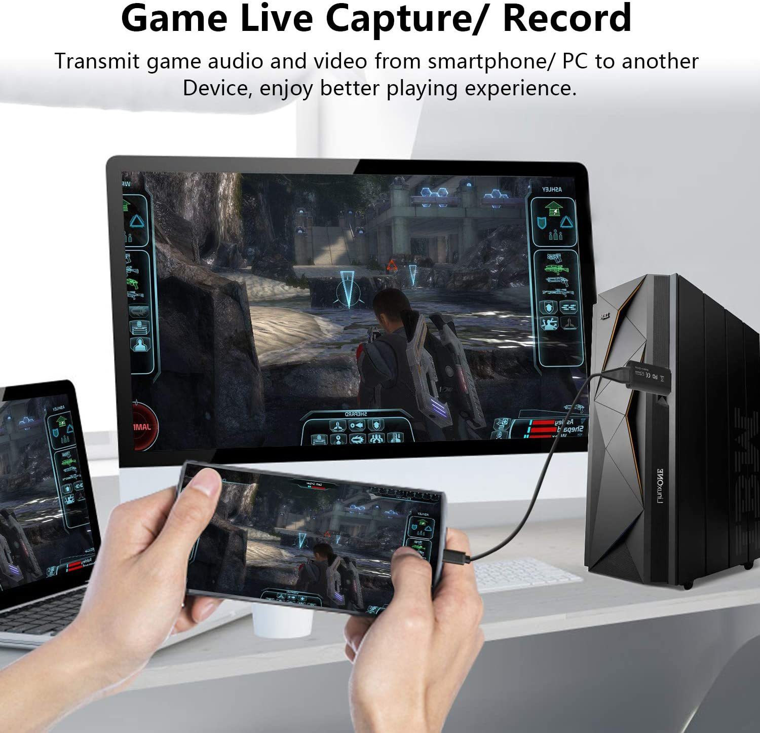 Image of microware Video Capture Card, 1080P HDMI Capture Card - HDMI to USB 2.0 Video Capture Device for Live Streaming, Broadcasting, Gaming Record, Video Conference USB 2.0 HDMI Connector (Black)