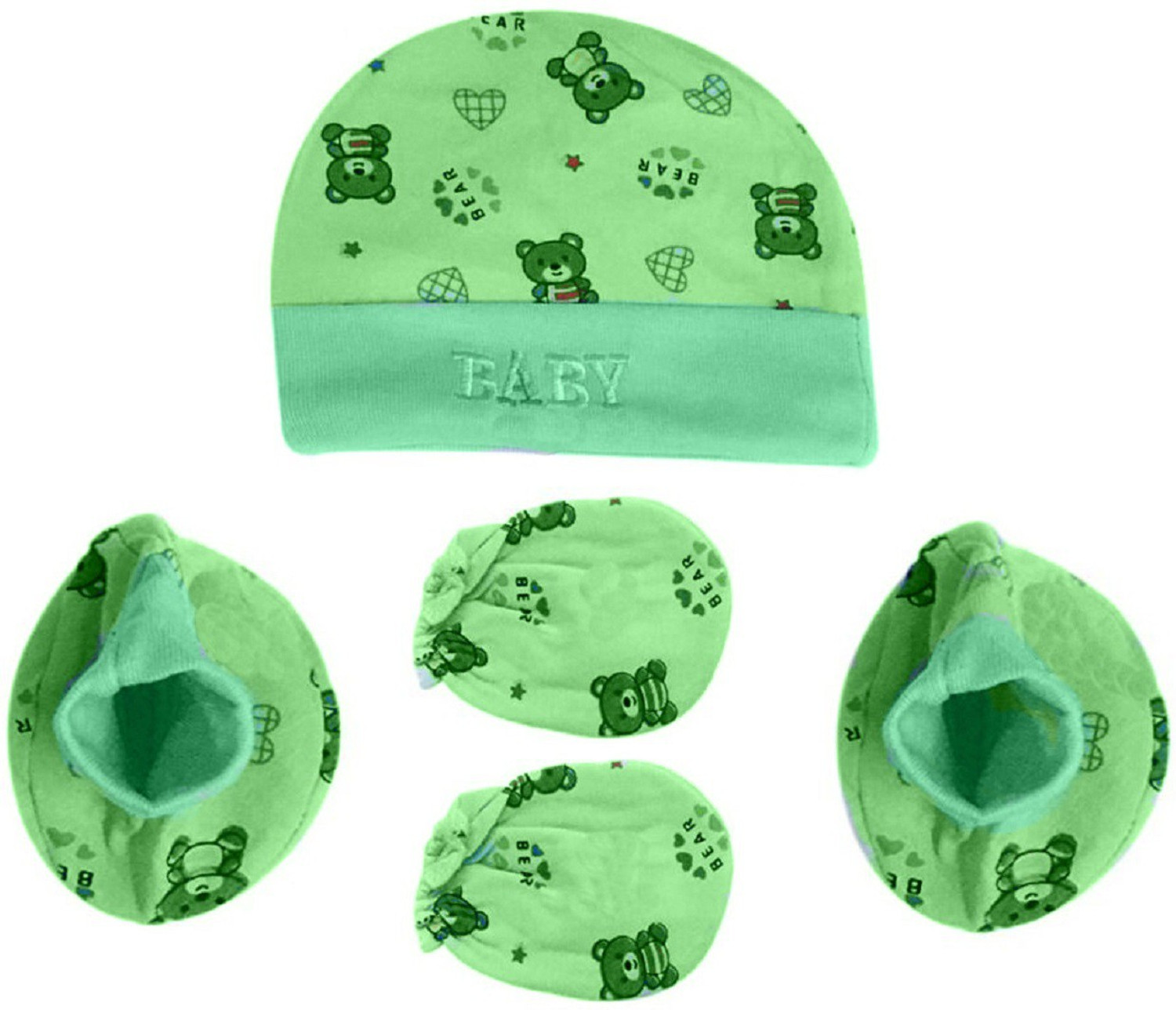 Image of Alya Premium Quality Baby Supersoft Organic Hosiery Cotton 4 Booties, 4 Mittens And 2 Cap Set Combo For New Borns /Toddlers /Infants |Baby First Infant Clothing Gift Set Combo