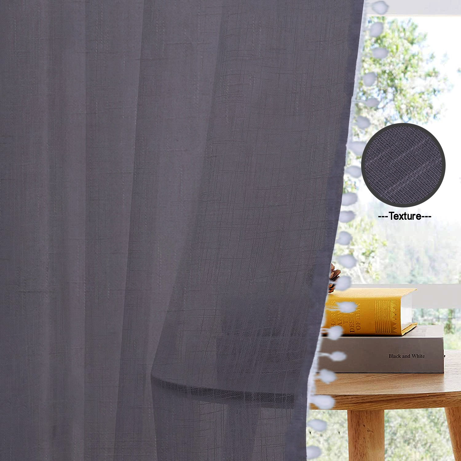 Image of HOMEMONDE 213 cm (7 ft) Door Cotton Transparent Curtain Single Curtain