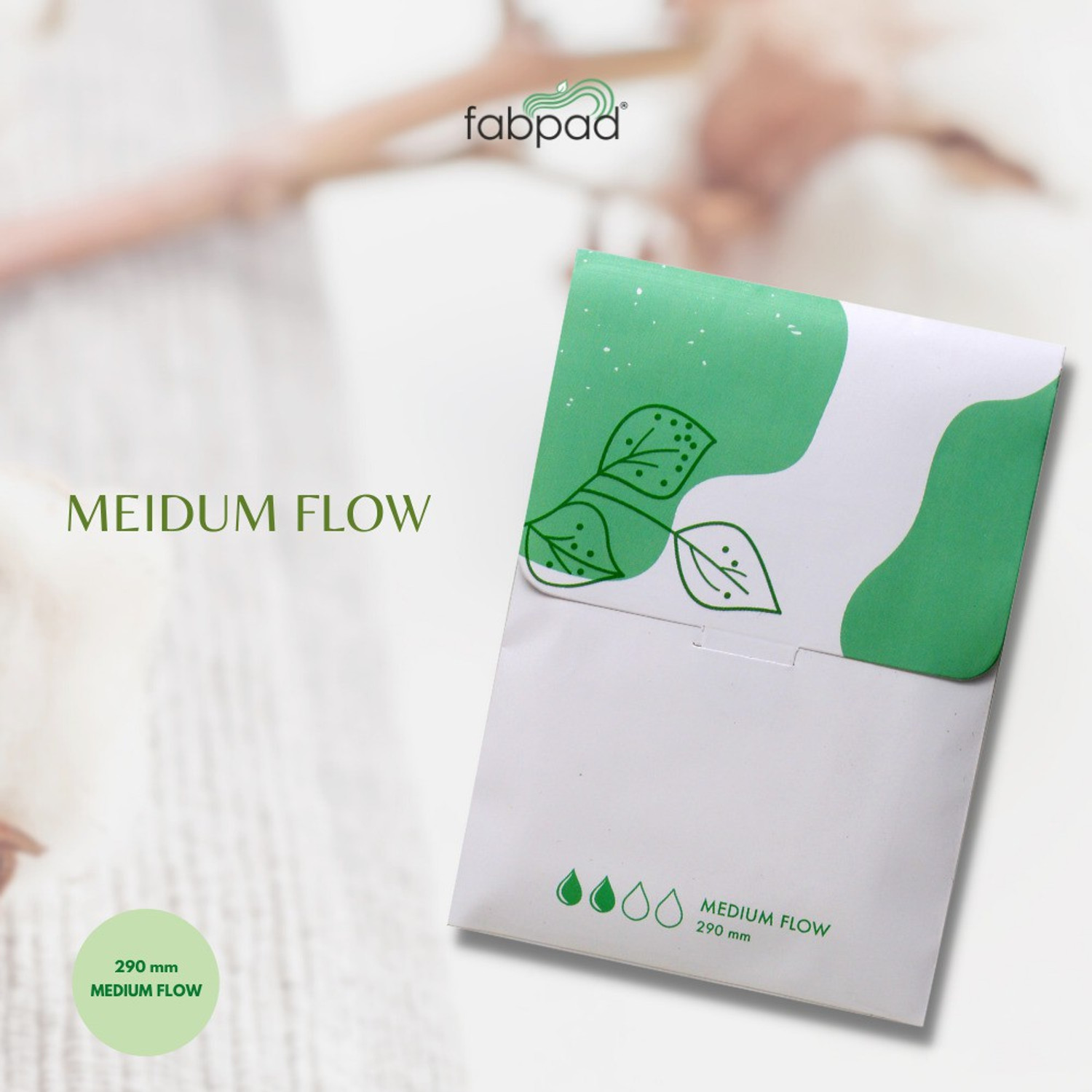 Image of FabPad Organic Cotton Ultra Thin Rash Free Biodegradable Eco-Friendly Sanitary Pads Period Napkins with Disposable Cover (Medium Flow, Pack of 24) Sanitary Pad