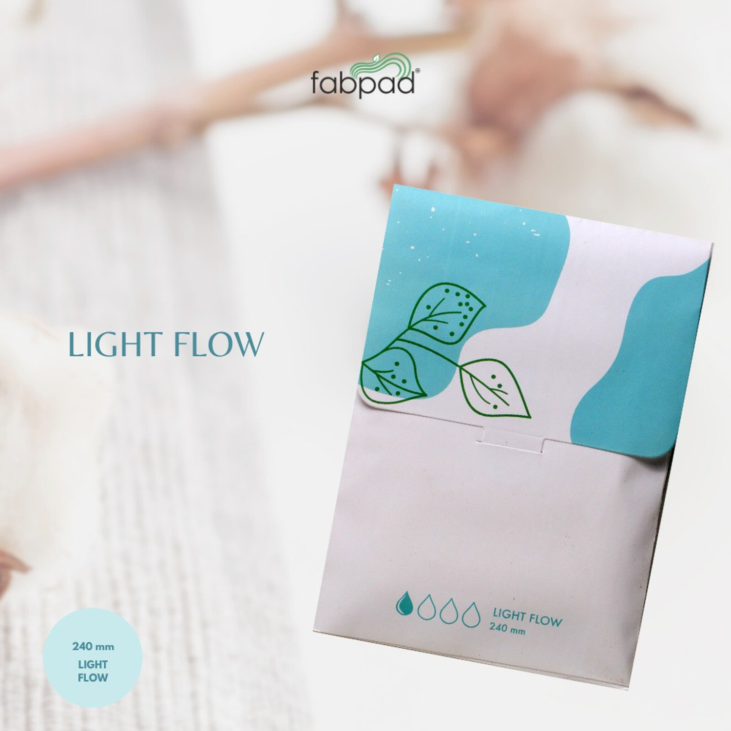 Image of FabPad Organic Cotton Ultra Thin Rash Free Biodegradable Eco-Friendly Sanitary Pads Period Napkins with Disposable Cover (Light Flow, Pack of 24) Sanitary Pad