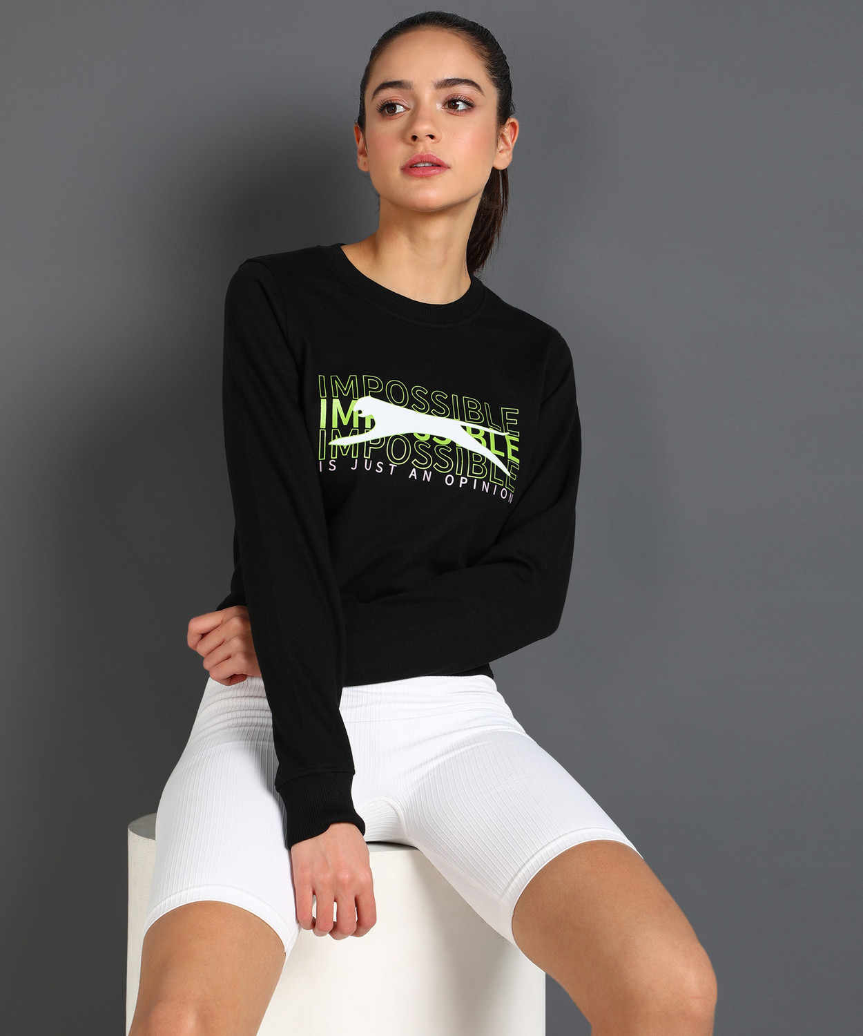Image of SLAZENGER Full Sleeve Graphic Print Women Sweatshirt