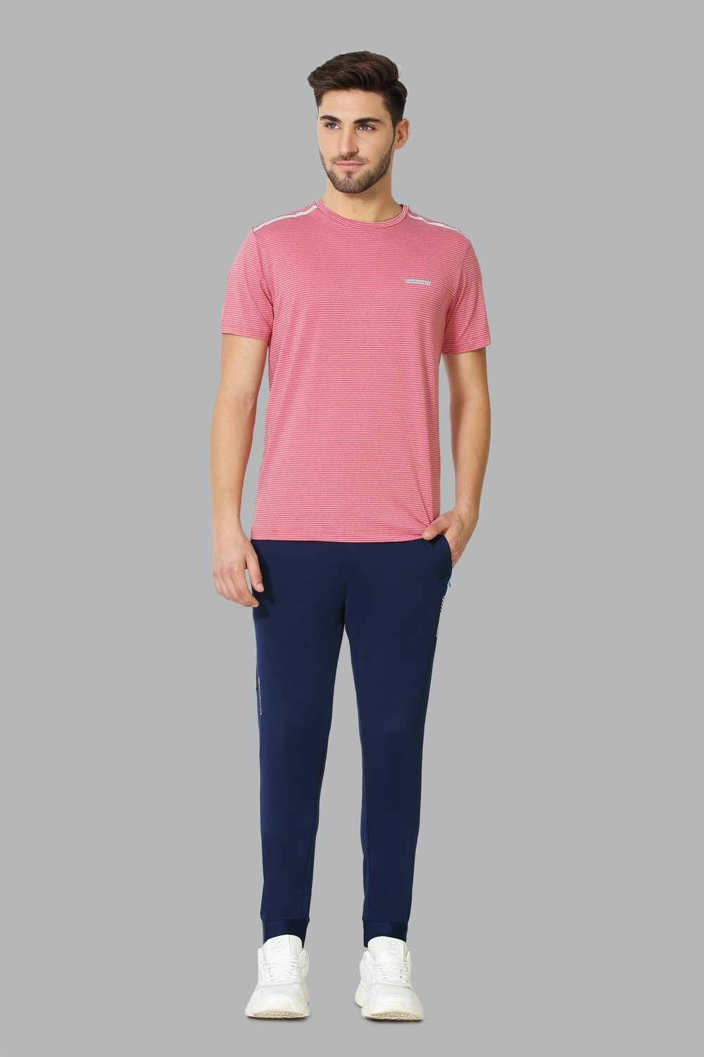 Image of VAN HEUSEN Performance Swift Dry And 4 Way Stretch Solid Men Dark Blue Track Pants