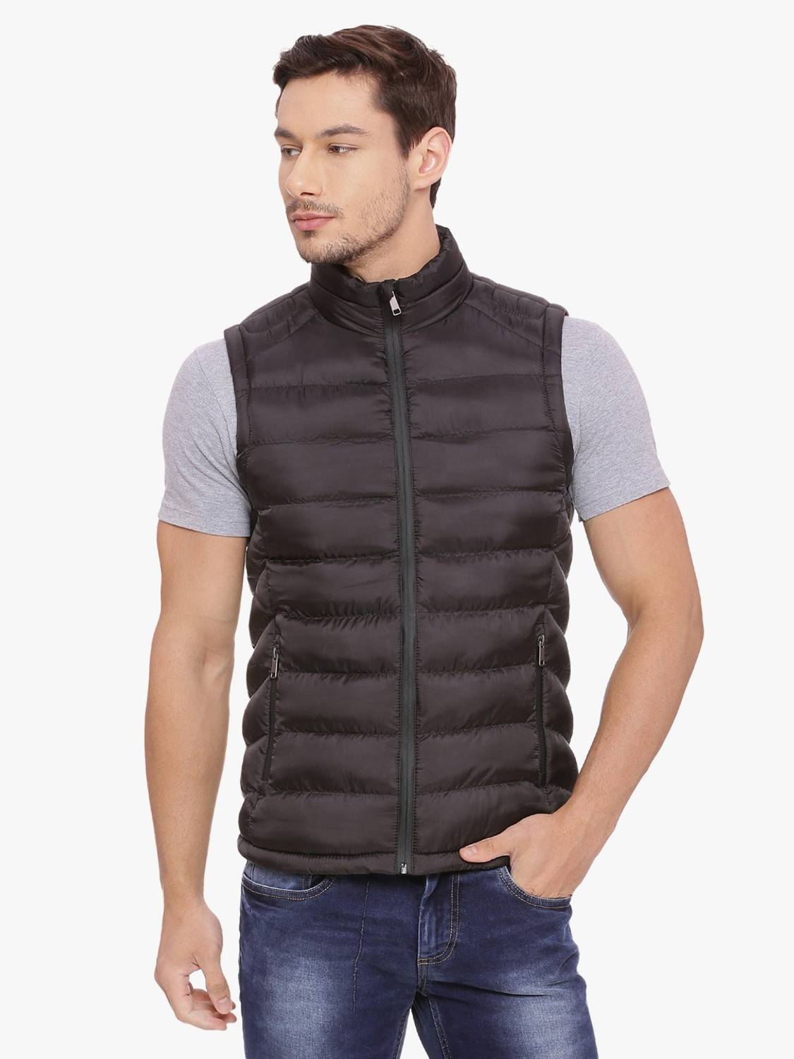 BASICS Sleeveless Solid Men Jacket