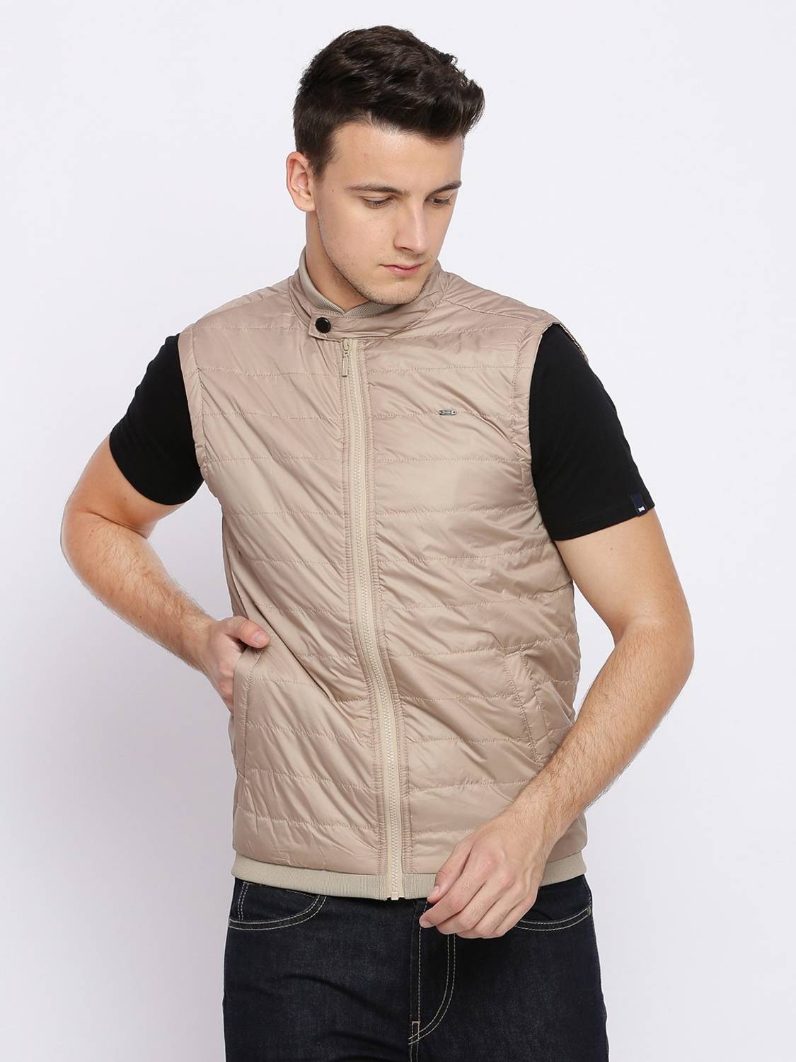 BASICS Sleeveless Solid Men Jacket
