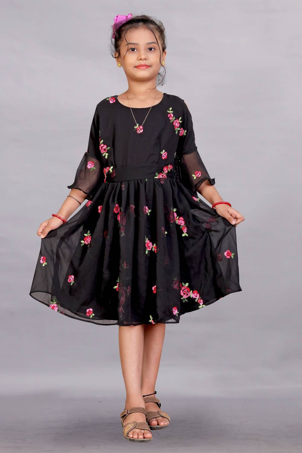 Apnisha Girls Midi/Knee Length Casual Dress