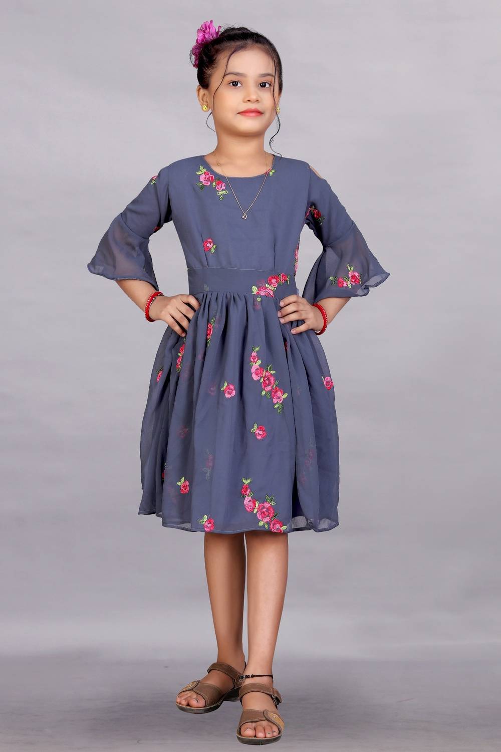Apnisha Girls Midi/Knee Length Casual Dress