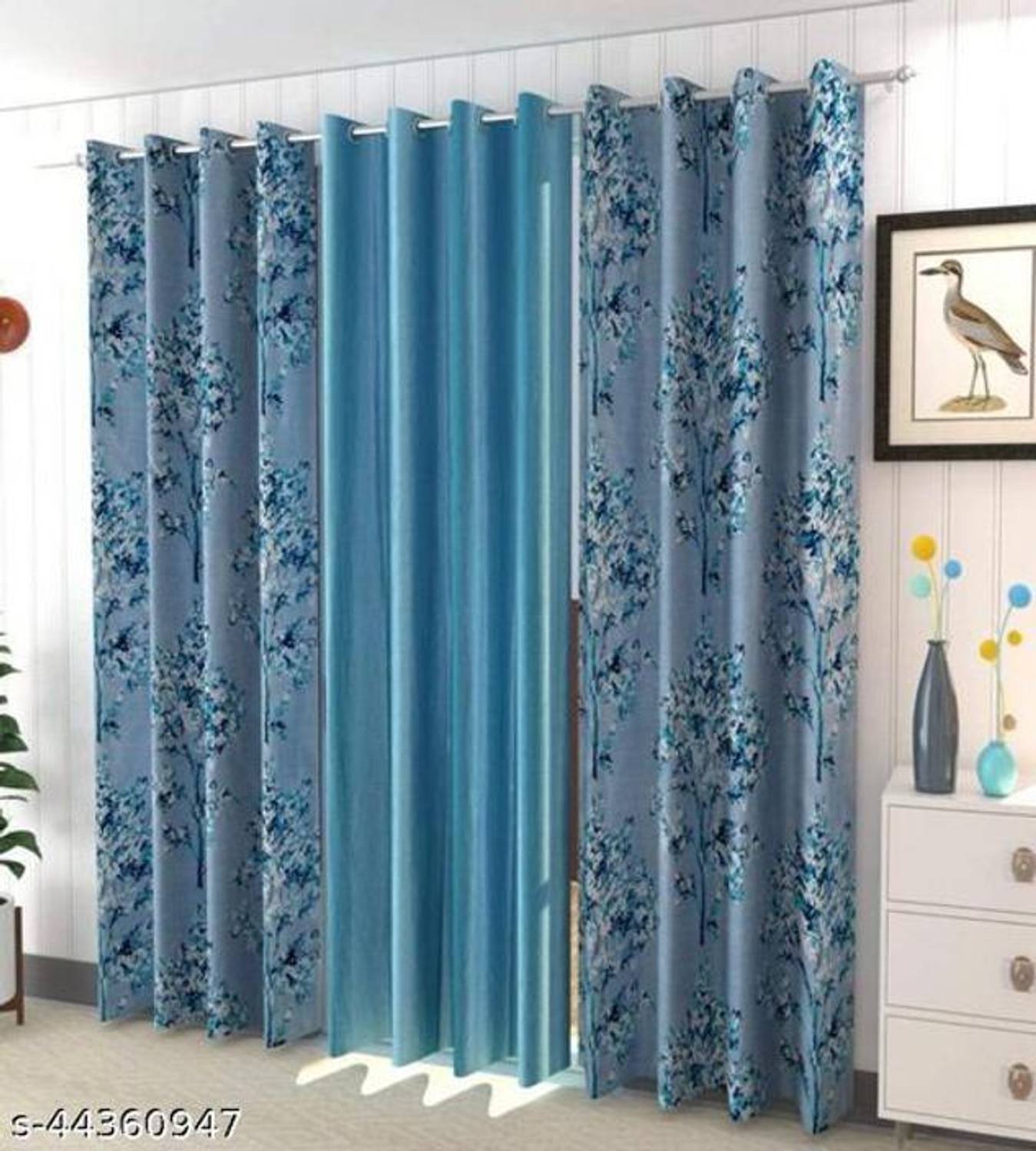Achintya 214 cm (7 ft) Door Polyester Semi Transparent Curtain (Pack Of 3)