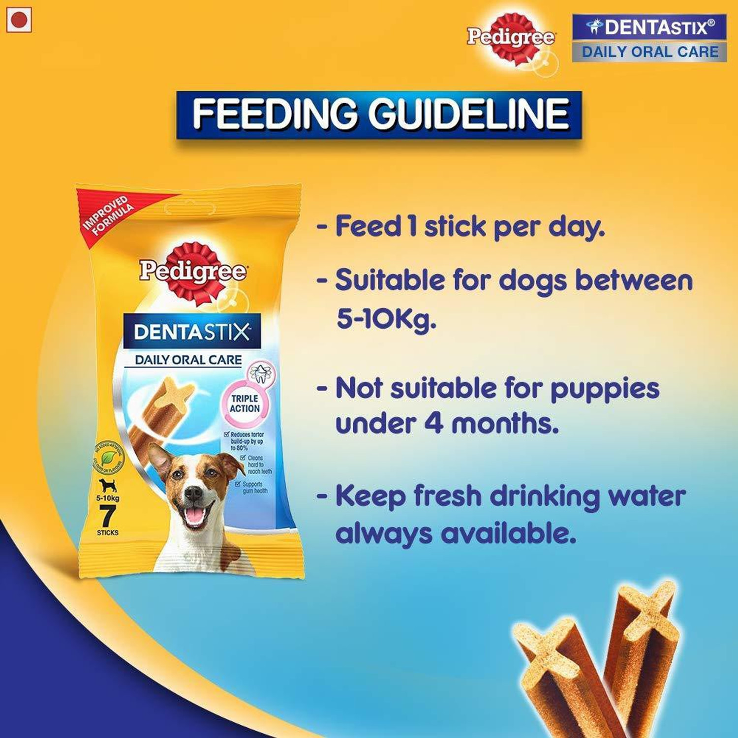 Image of PEDIGREE Dentastix Medium Breed (10-25 kg) Oral Care Dog Treat (Chew Sticks) 10 Packs, (10*180GM) Dog Treat