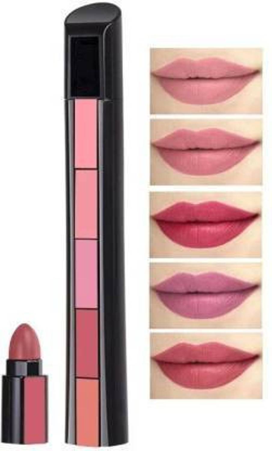 BLUEFUSION Beauty 5 in 1 Nude Edition Color Sensational Matte Finish 5 in 1 Lipstick Set (Nude Edition, 9 g)