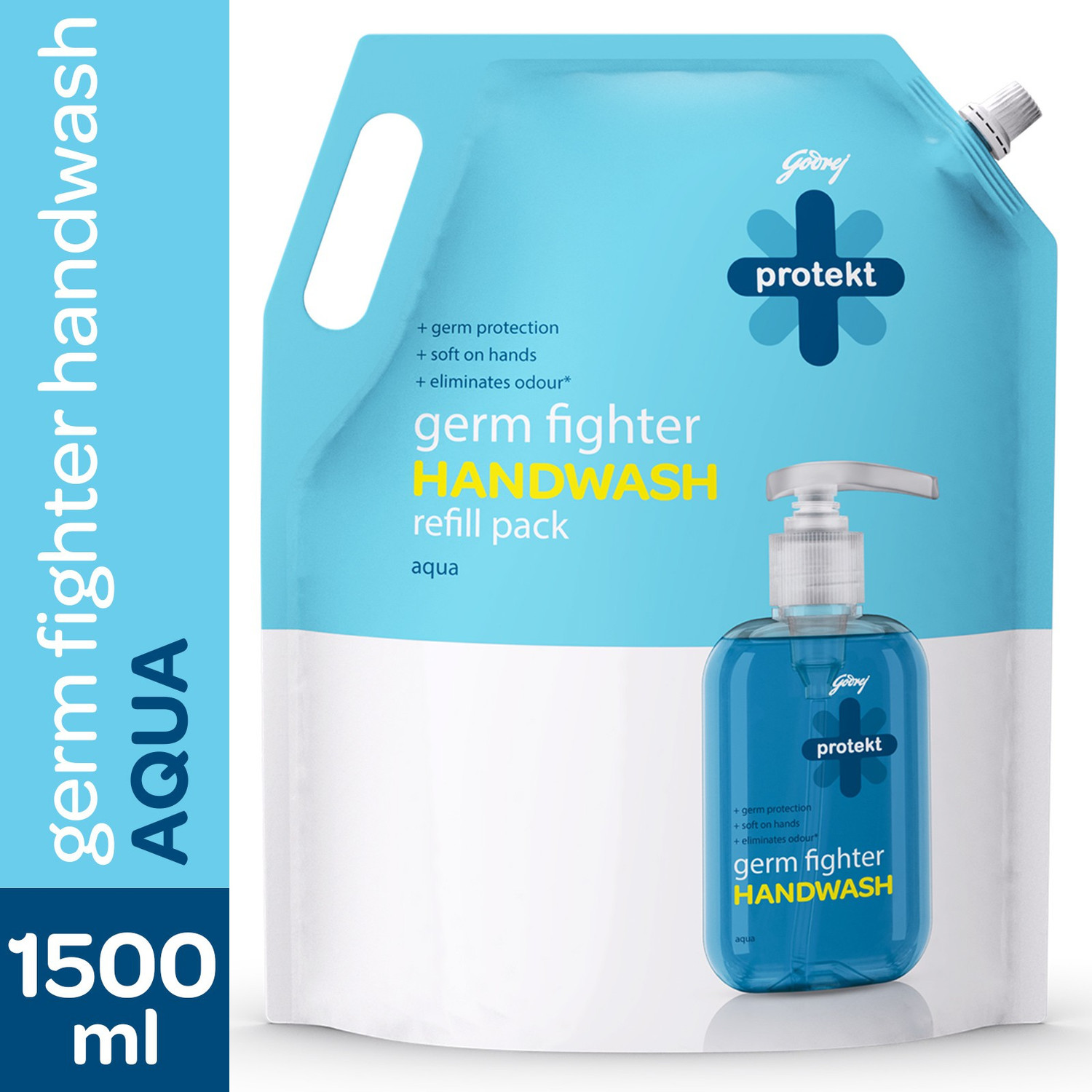 Image of Godrej Protekt Germ Fighter Aqua Hand Wash Refill Pouch