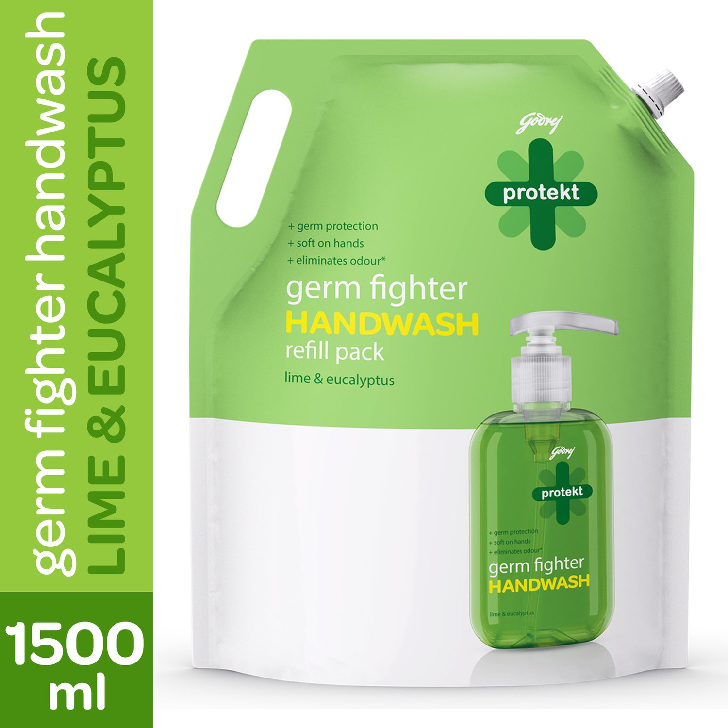 Image of Godrej Protekt Germ Fighter Lime & Eucalyptus Hand Wash Refill Pouch