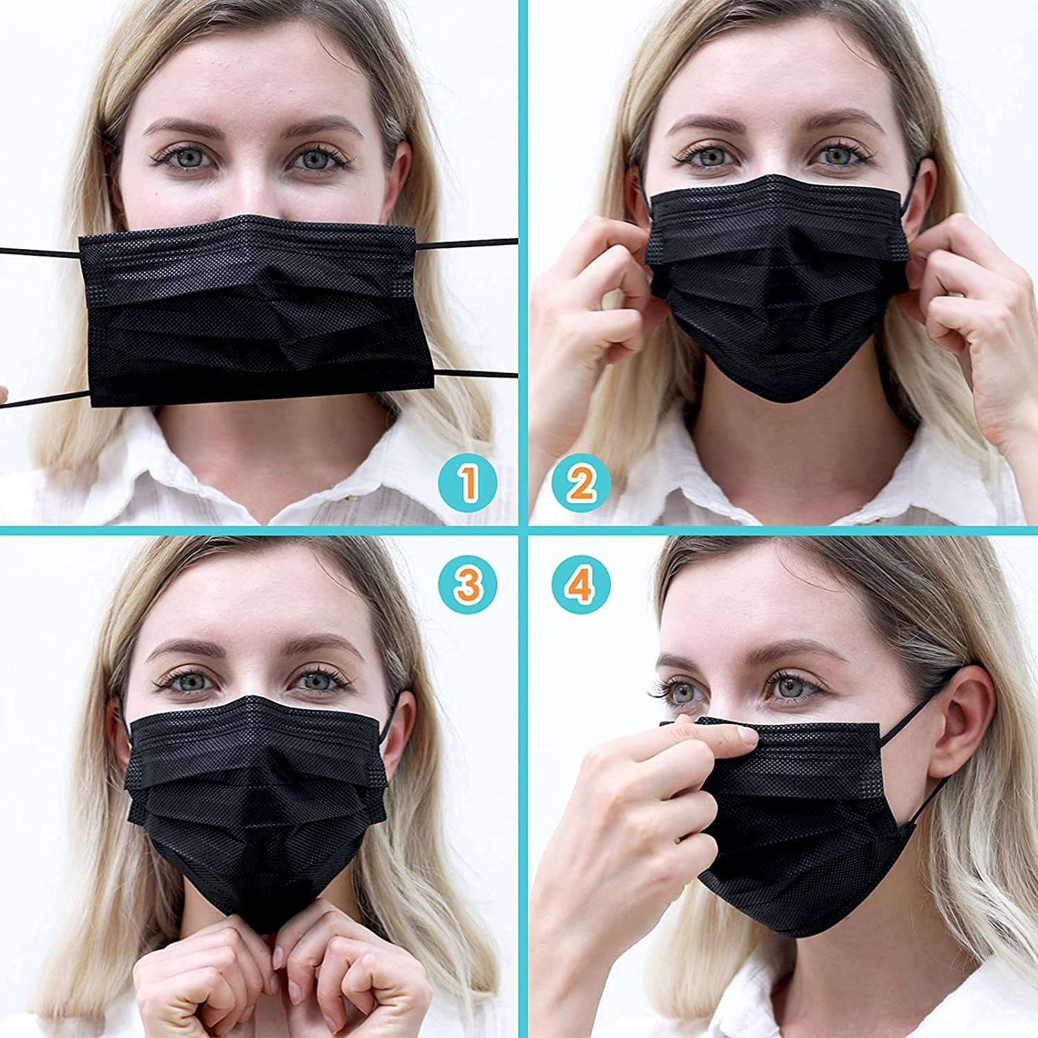 Image of DM Eco Good Quality 3 Ply Face Mask Used in Hospital, Clinic CE / ISO 9001:2015 Certified Water Resistant Surgical Black Mask (With Dispenser Box) Water Resistant Surgical Mask Water Resistant, Non-Washable, Non-Reusable Surgical Mask With Melt Blown Fabric Layer