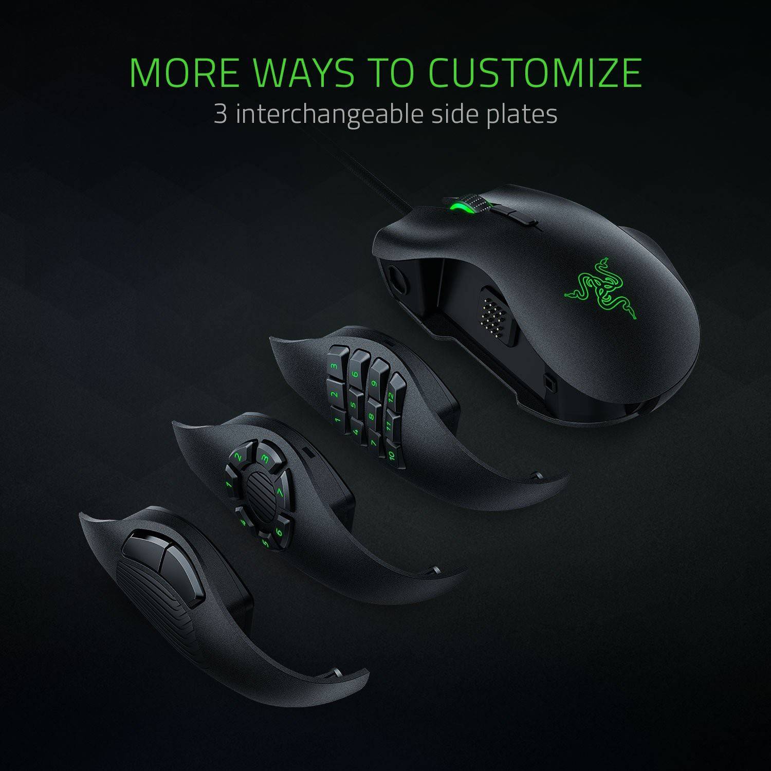 RAZER NAGA TRINITY MULTI COLOR WIRED MMO MOUSE RZ01-02410100-R3M1