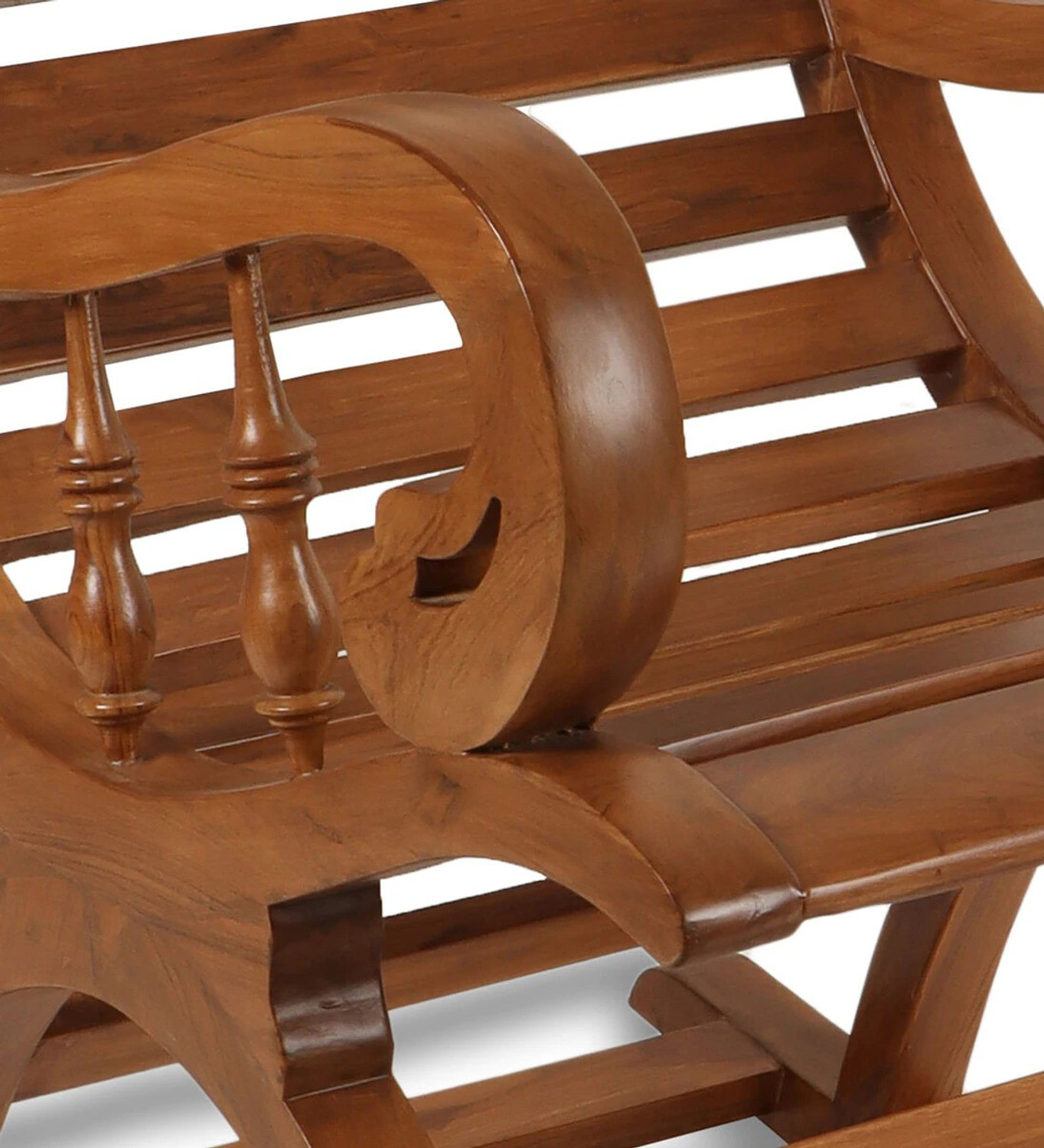 Image of Decorhand Teak Wood Rocking Chair For Living Room / Garden - Adults /Grand Parents Solid Wood 1 Seater Rocking Chairs