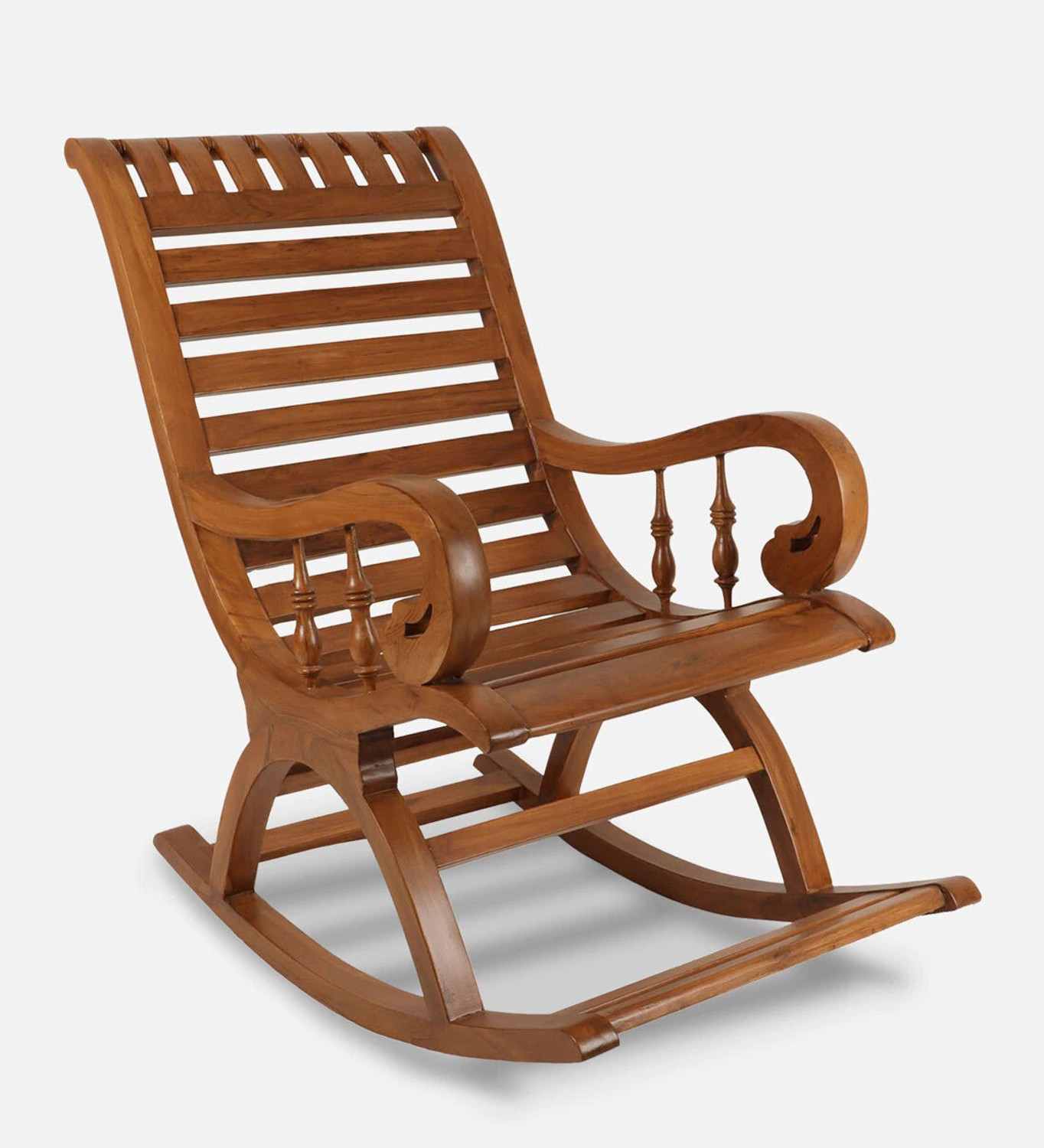 Image of Decorhand Teak Wood Rocking Chair For Living Room / Garden - Adults /Grand Parents Solid Wood 1 Seater Rocking Chairs