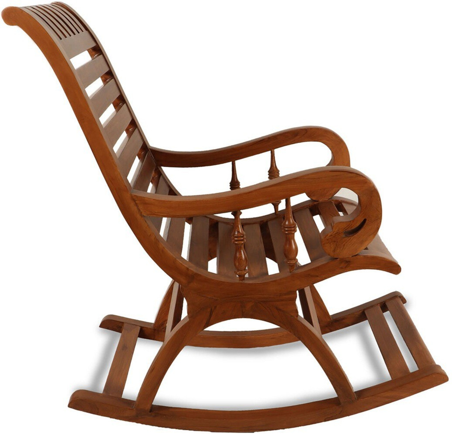 Image of Decorhand Teak Wood Rocking Chair For Living Room / Garden - Adults /Grand Parents Solid Wood 1 Seater Rocking Chairs