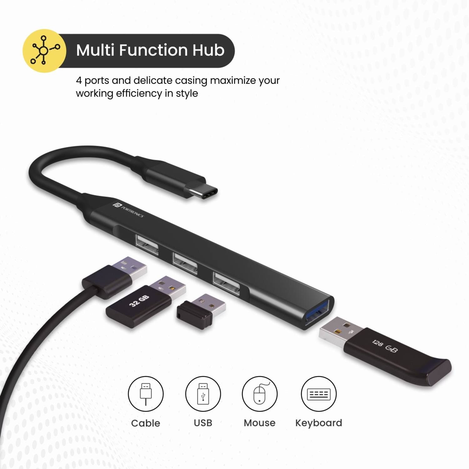 Portronics MPORT 31C USB Hub 4 Ports - Image 3