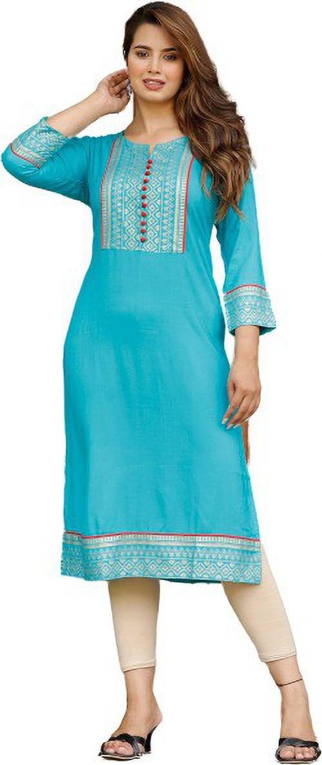 SUBHLAXMI FASHION Women Printed Viscose Rayon Straight Kurta (Lig