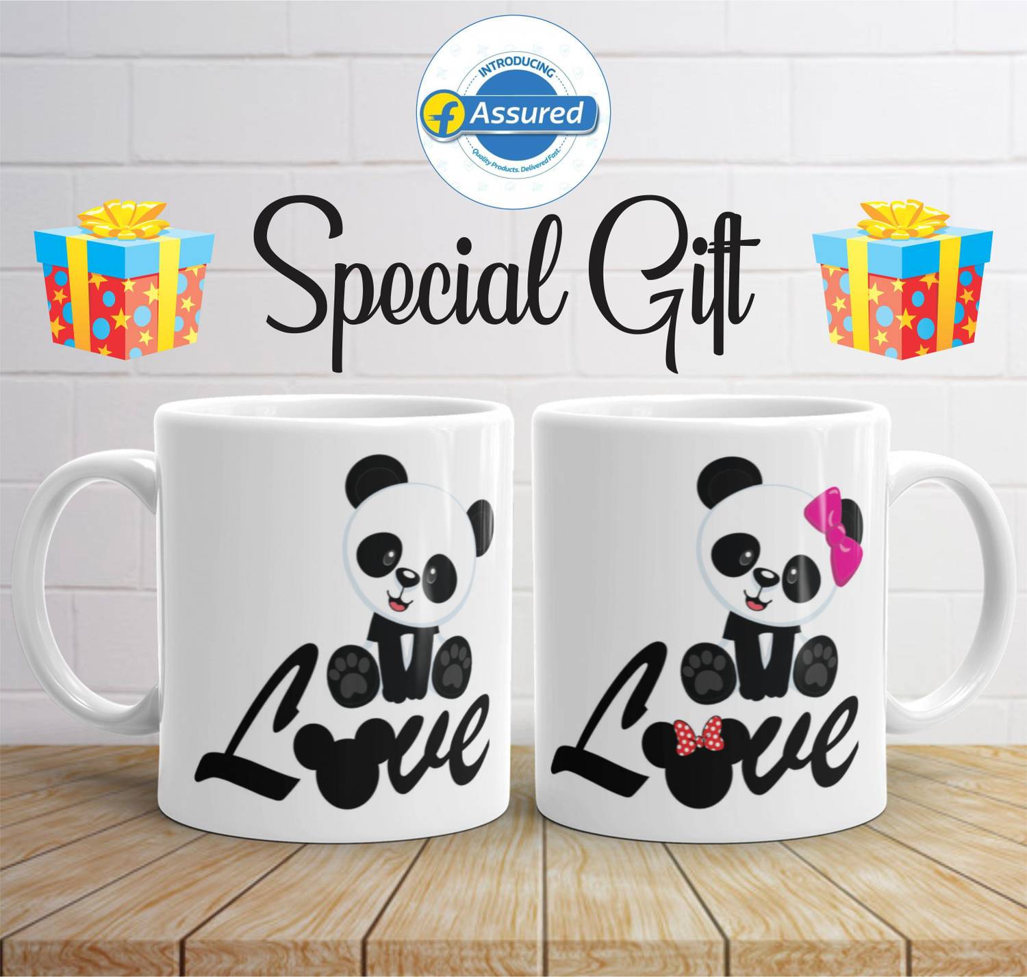 Artgenics Love With Panda Printed Couple Coffee Tea Cup for Husband, Wife On Marriage, Anniversary, Birthday, Valentine Gifts Ceramic Coffee 325ml. Ceramic Coffee Mug