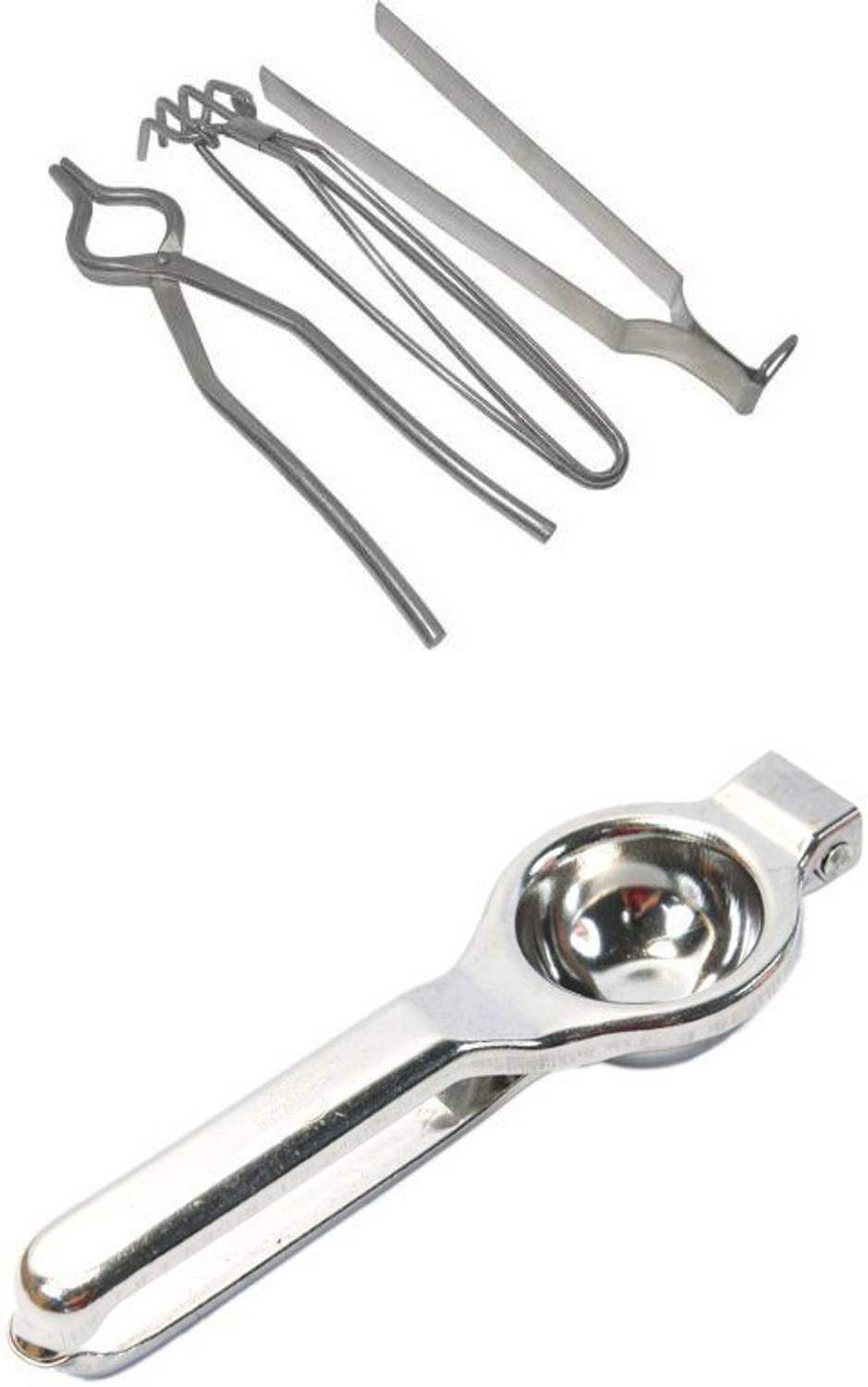 A2SK Roasting chimta + Pakkad & sandasi(SET OF 3) & 2In1 Lemon Squeezer And Opener Kitchen Tool Set