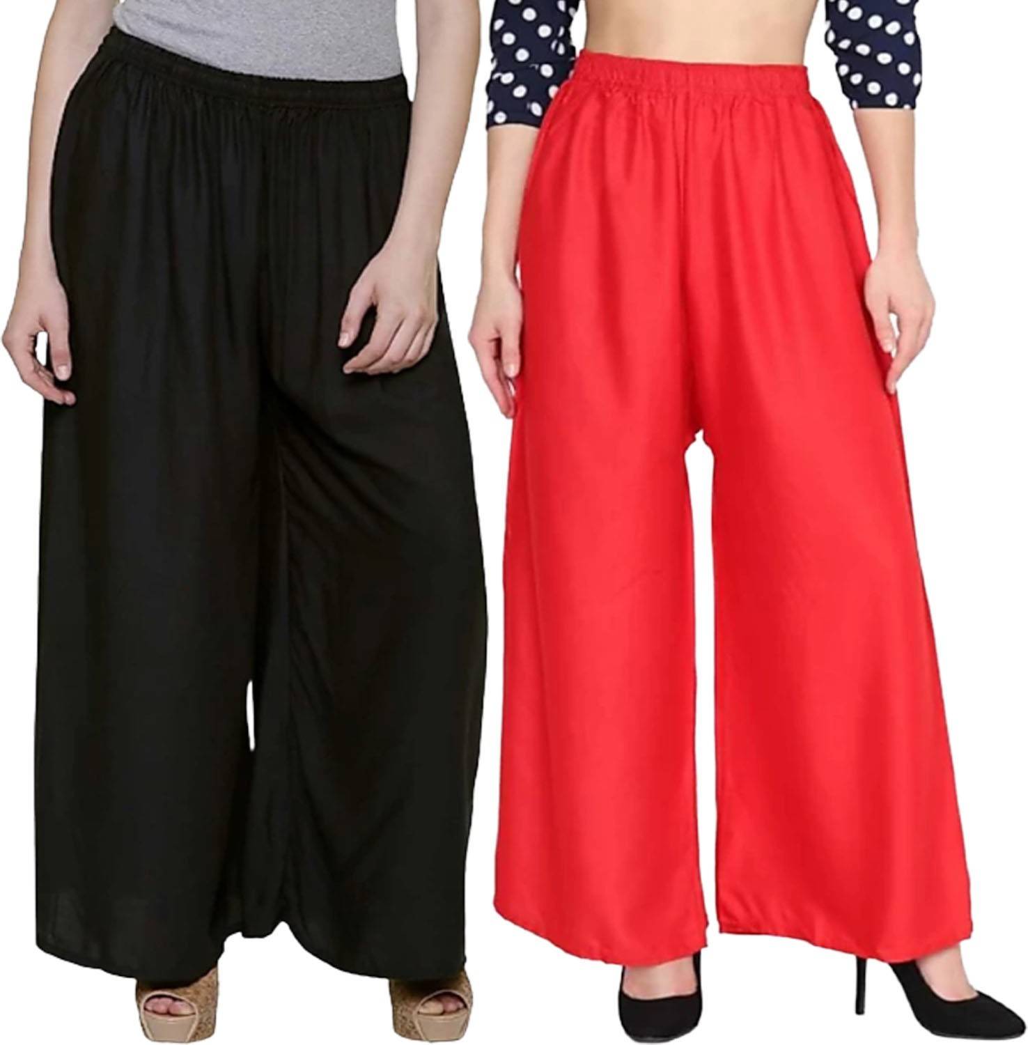 FamBee Relaxed Women Black, Red Trousers