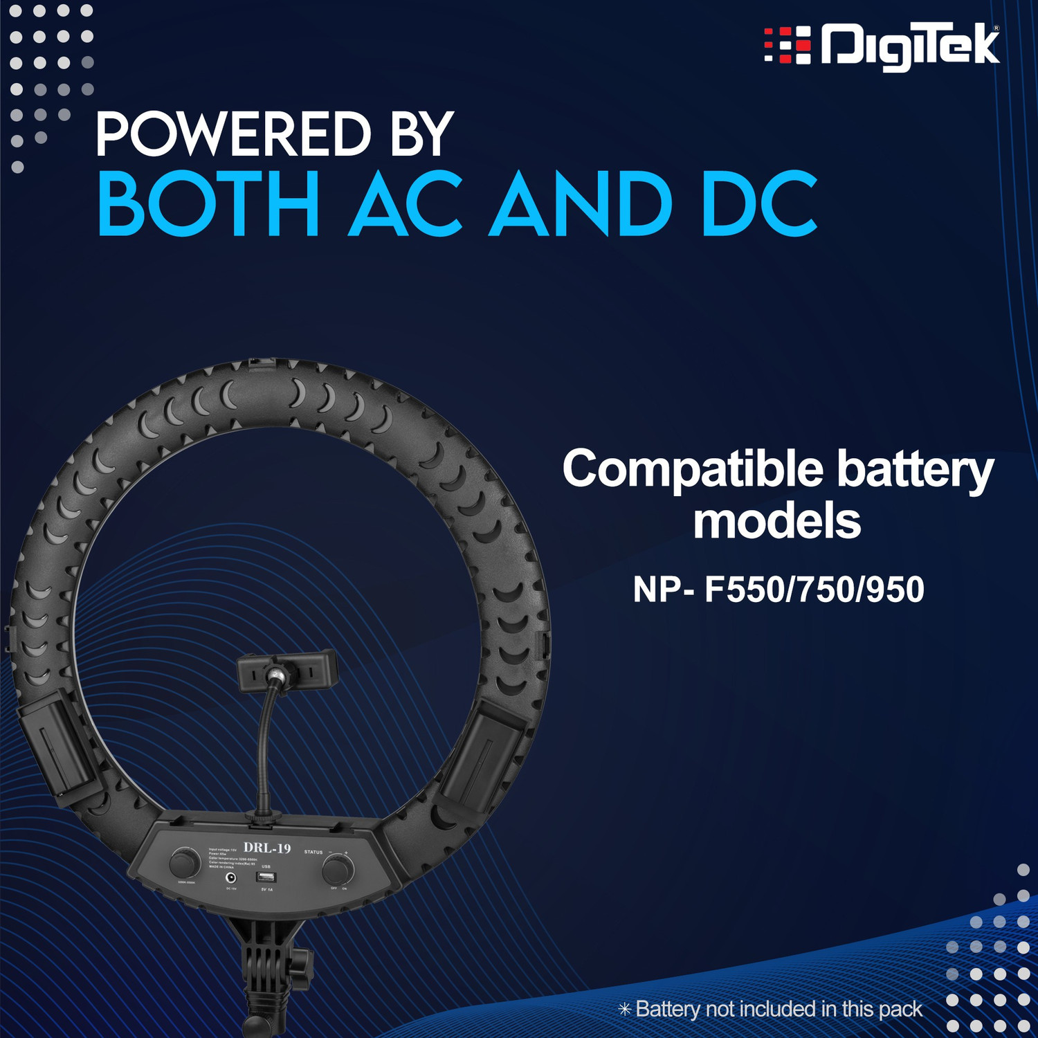 Image of DIGITEK Professional 19 inch big LED Ring Light with 2 color modes Lighting (DRL 19) Ring Flash