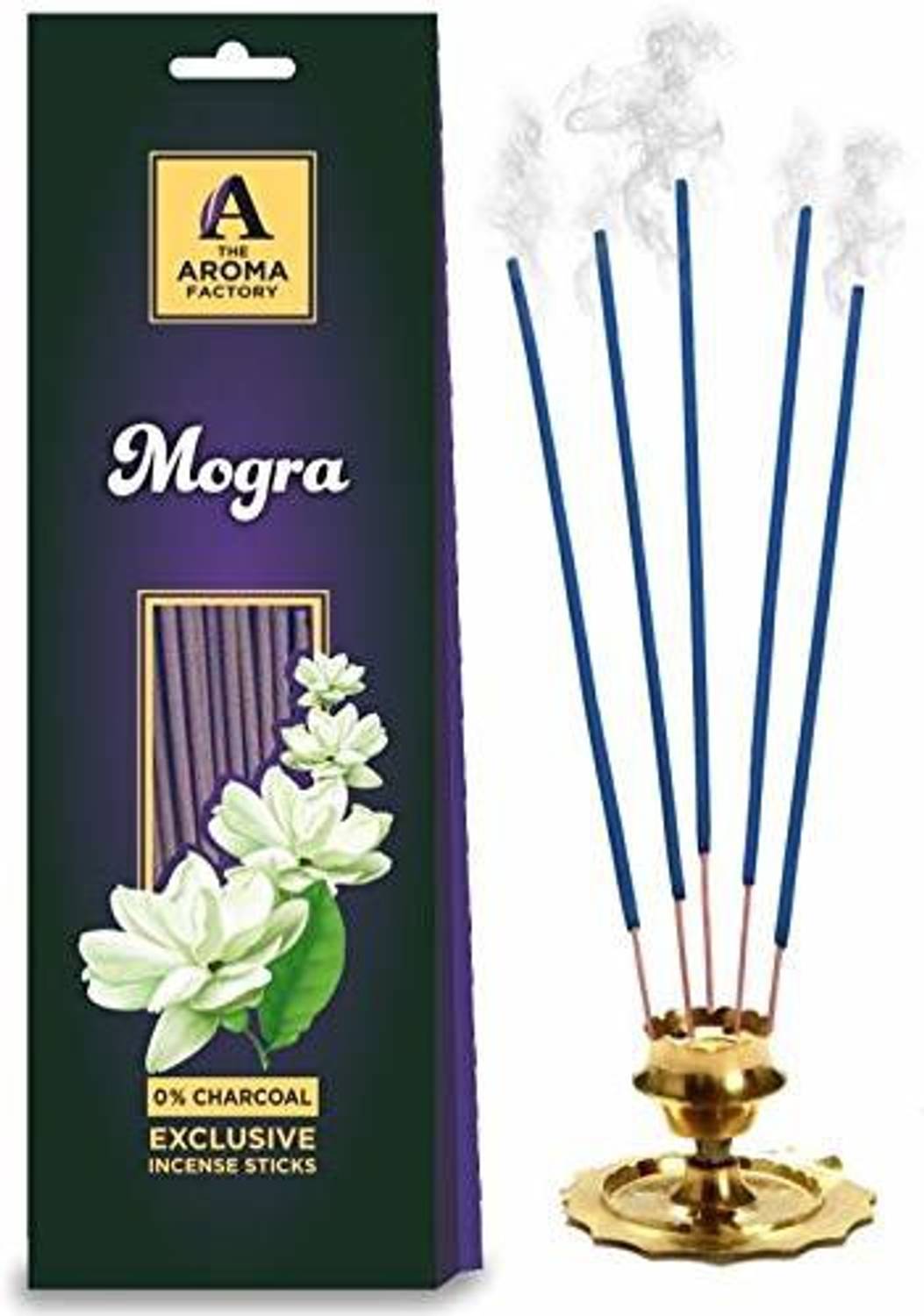 The Aroma Factory Mogra Agarbatti Incense Stick, No Charcoal & 100% Herbal Mogra Fragrance
