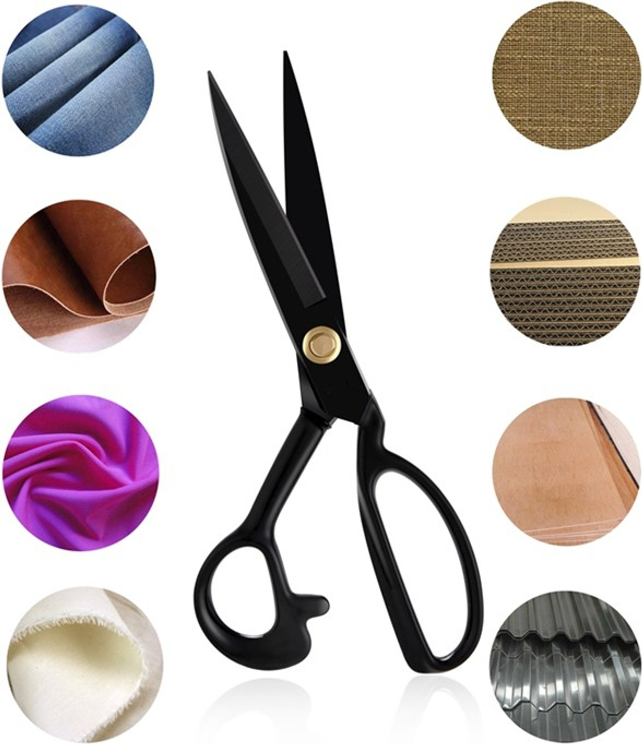 Image of Butterfly 11 Inch Premium Tailoring Scissor for Cloth Cutting with Black Rubber Handle - Professional Fabric Machine Sewing Anti-Rust Stainless Steel Tailor Scissors Small Light Weight for both left and right handed Scissors