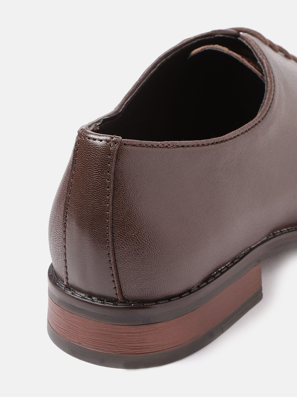 Image of House of Pataudi House of Pataudi Men Coffee Brown Solid Leather Formal Oxfords Oxford For Men