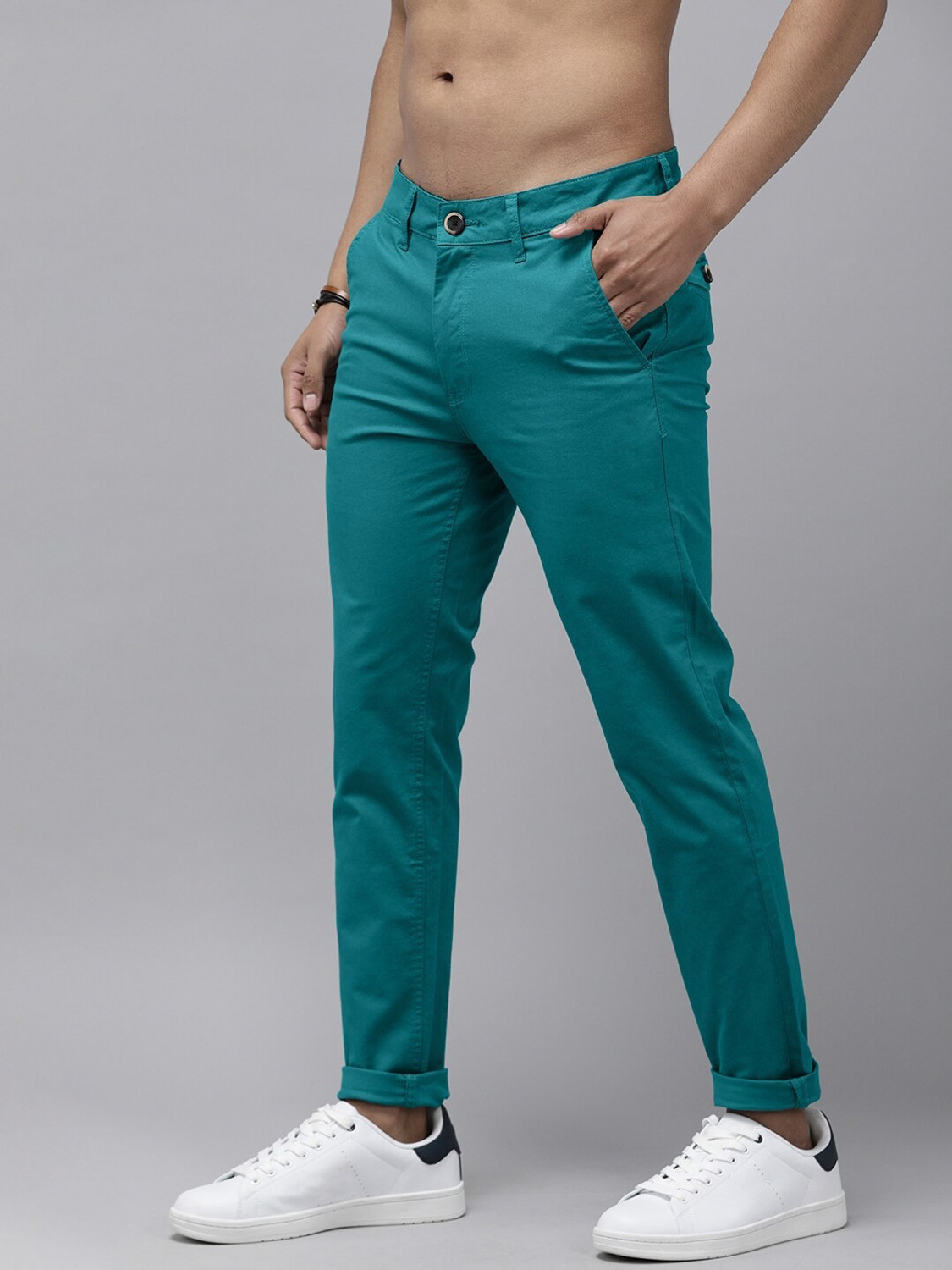 Image of Roadster Slim Fit Men Blue Trousers