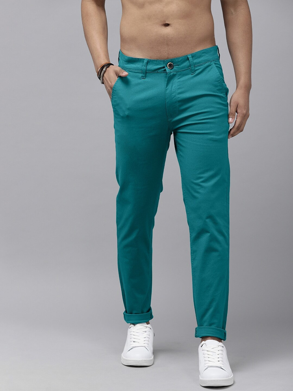 Image of Roadster Slim Fit Men Blue Trousers