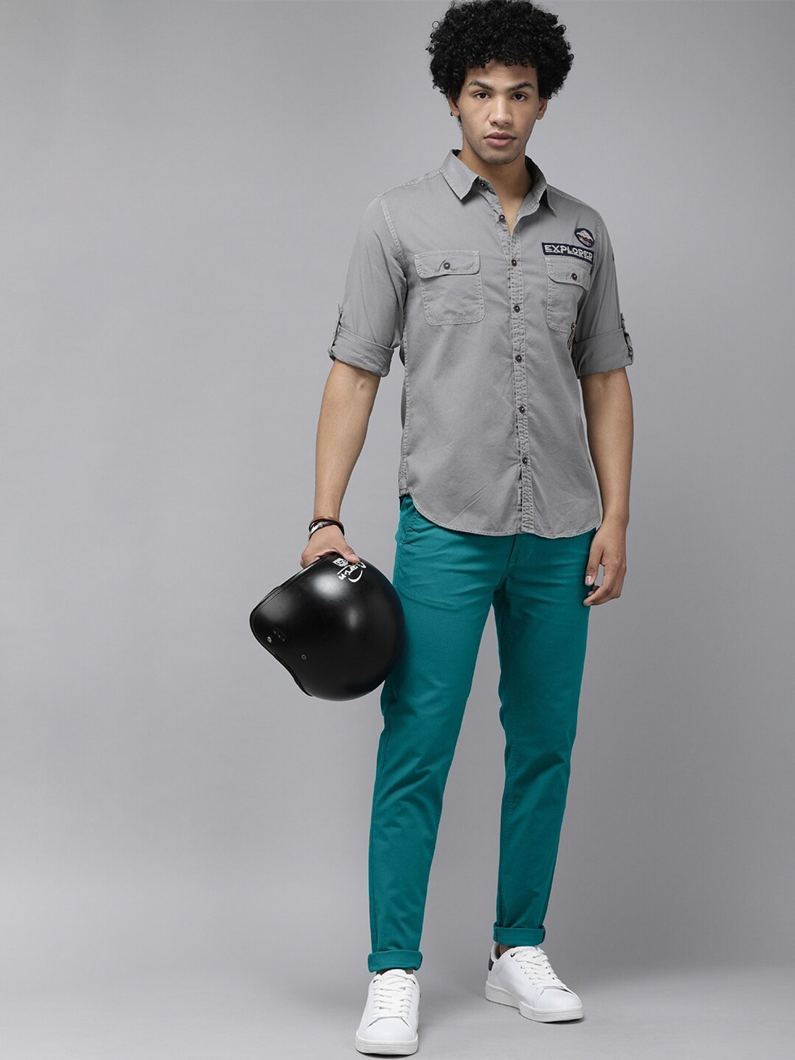 Image of Roadster Slim Fit Men Blue Trousers