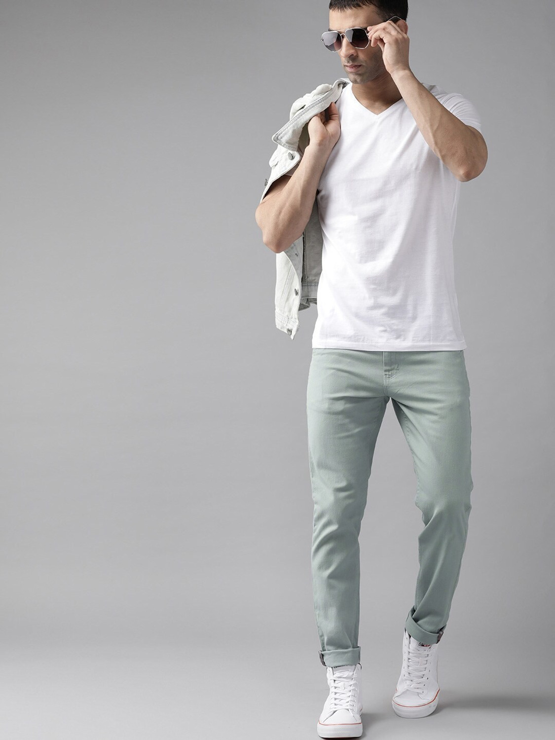 Image of Roadster Slim Fit Men Blue Trousers