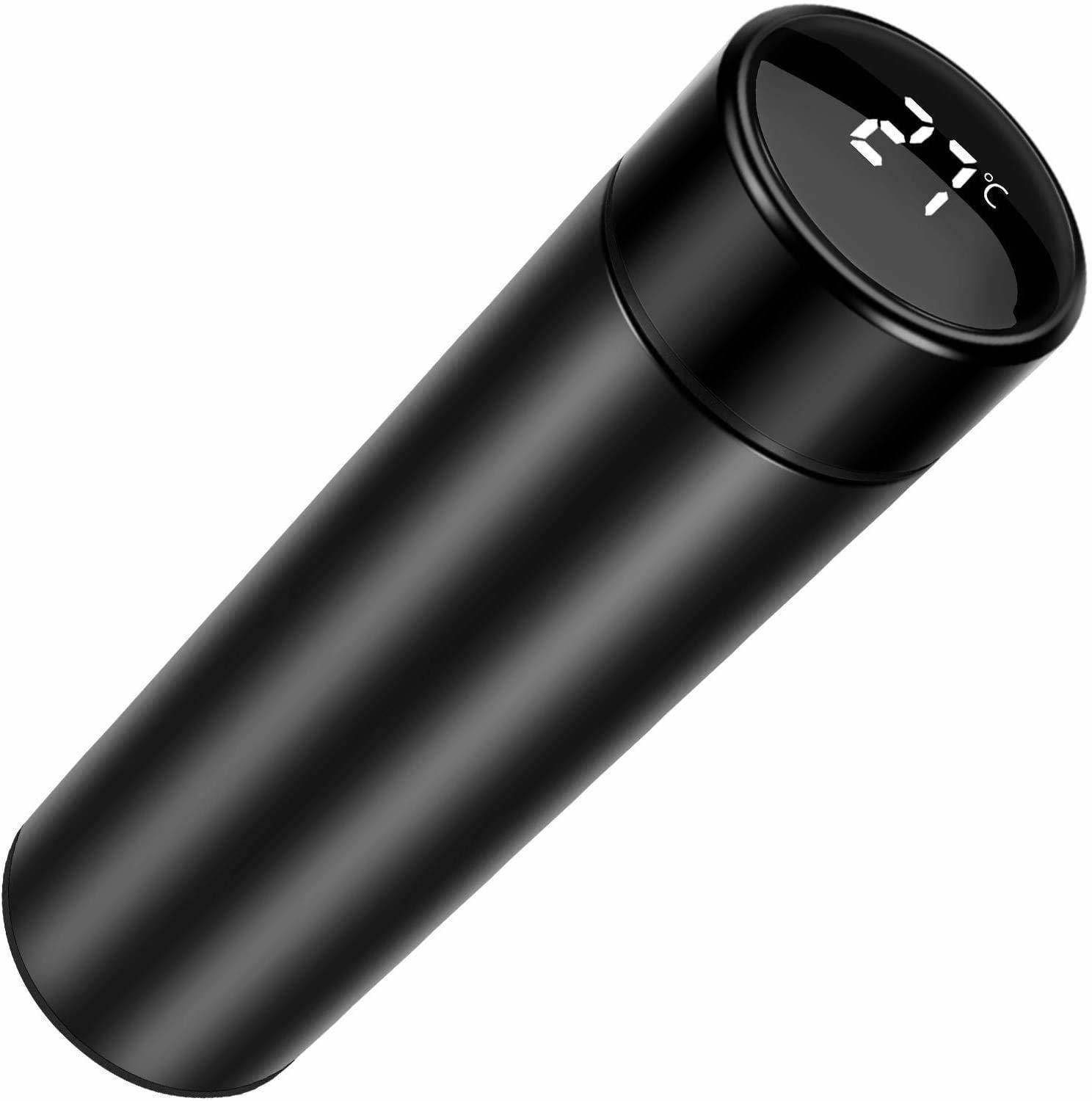 AANTAR Smart LED Active Temperature Indicator Insulated Steel Hot&Cold FlaskBlack,500ml 500 ml Steel Flask