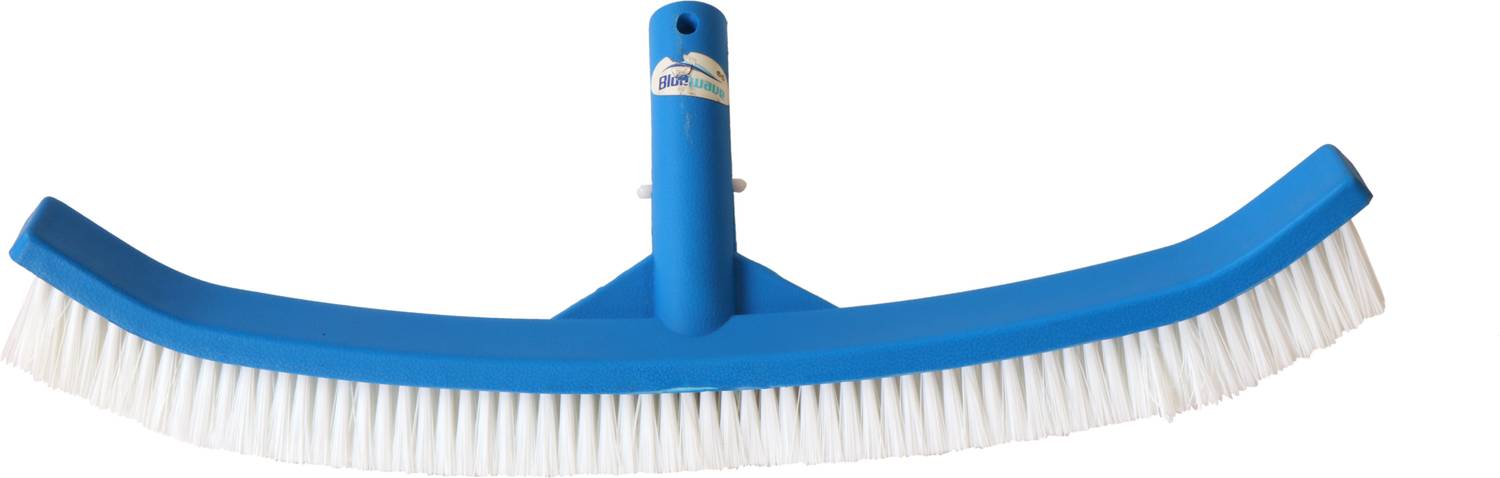 Blue Wave Curved 18 Inch Pool Brush for Walls and Floors with Nylon Fiber Bristles Nylon Wet and Dry Brush