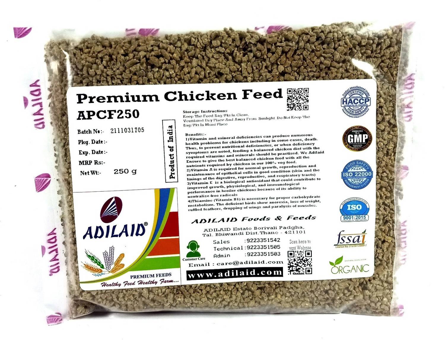 ADILAID Premium Chicken Feed 0.25 kg Dry Young, Adult, Senior Bird Food
