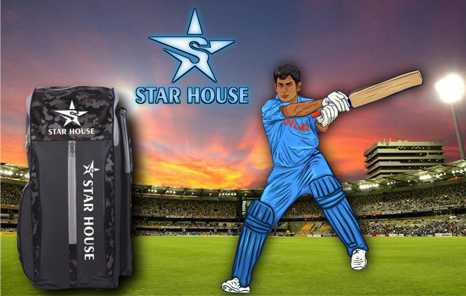Image of Star House Unique Design Cricket Kit Bag Heavy Padded Cricket Kit Bag