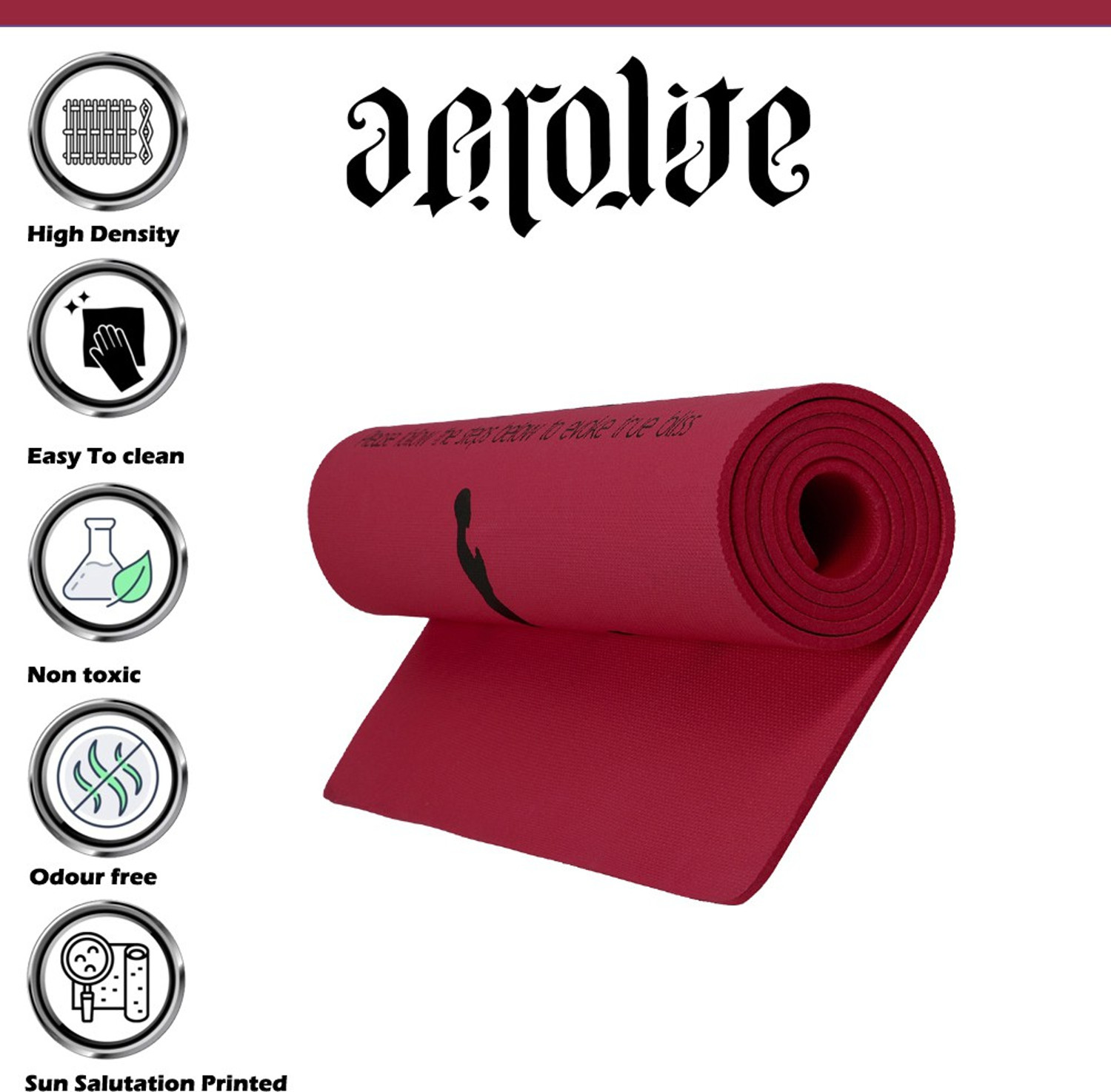 Image of Aerolite Sun Salutation 24 X 72 Red 10 mm Yoga Mat