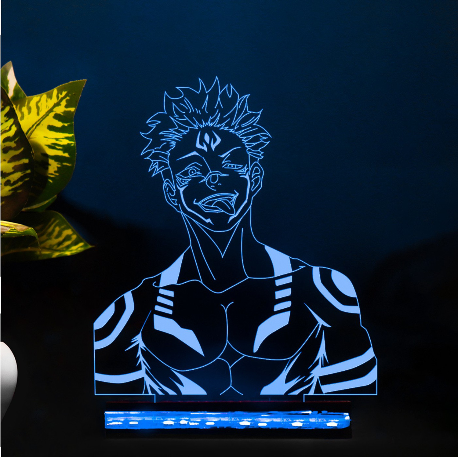 Image of StarLaser Anime Jujutsu kaisen563 Led Night lamp for Bedroom Decor Night lamp 16 Color Changing Light with Remote Control (Wooden Base) Night Lamp